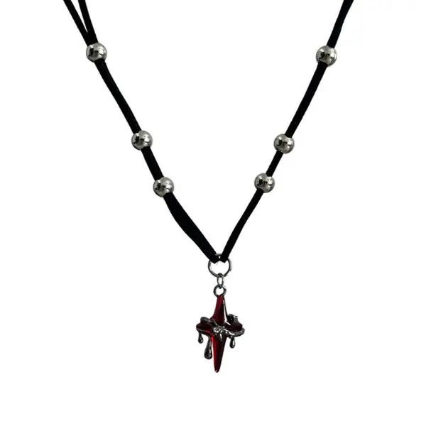 Jewelry Gothic Red Cross Pendant Necklace Size ONE SIZE - 6 Thumbnail