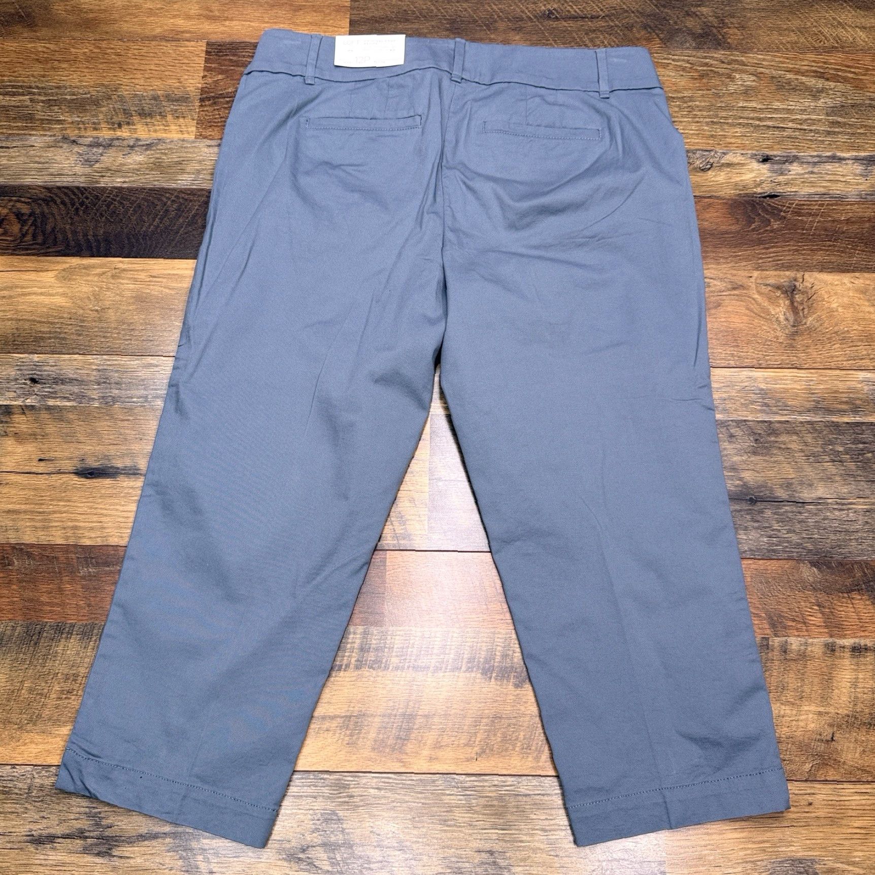 Loft Loft Womens Cropped Pants 12P Gray Mid Rise Stretch Twill Casual Straight Vintage No Size 34" / US 12 / IT 48 - 2 Thumbnail