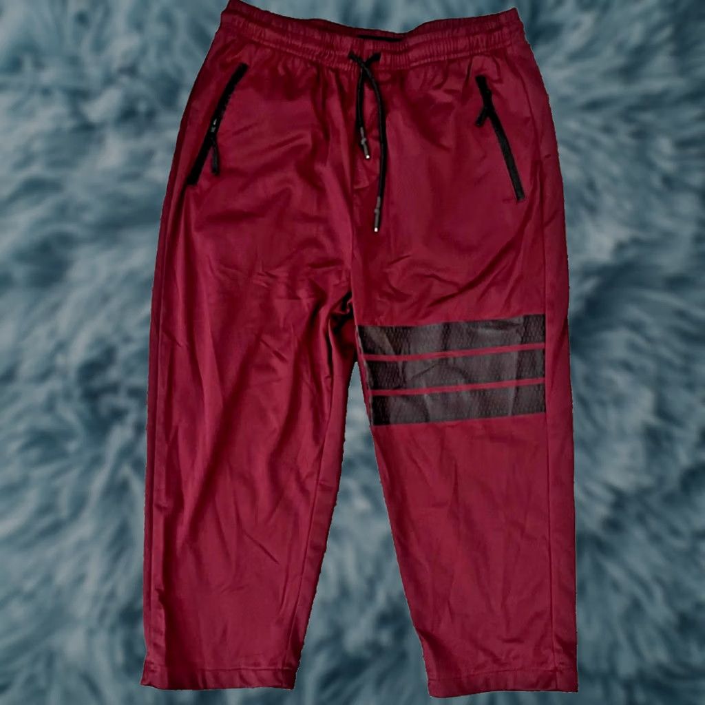 Vintage Public Rec Jogger Mens L Red Record Joggers Men Burgundy Standard Fit Striped Drawstring Size US 33 - 1 Thumbnail