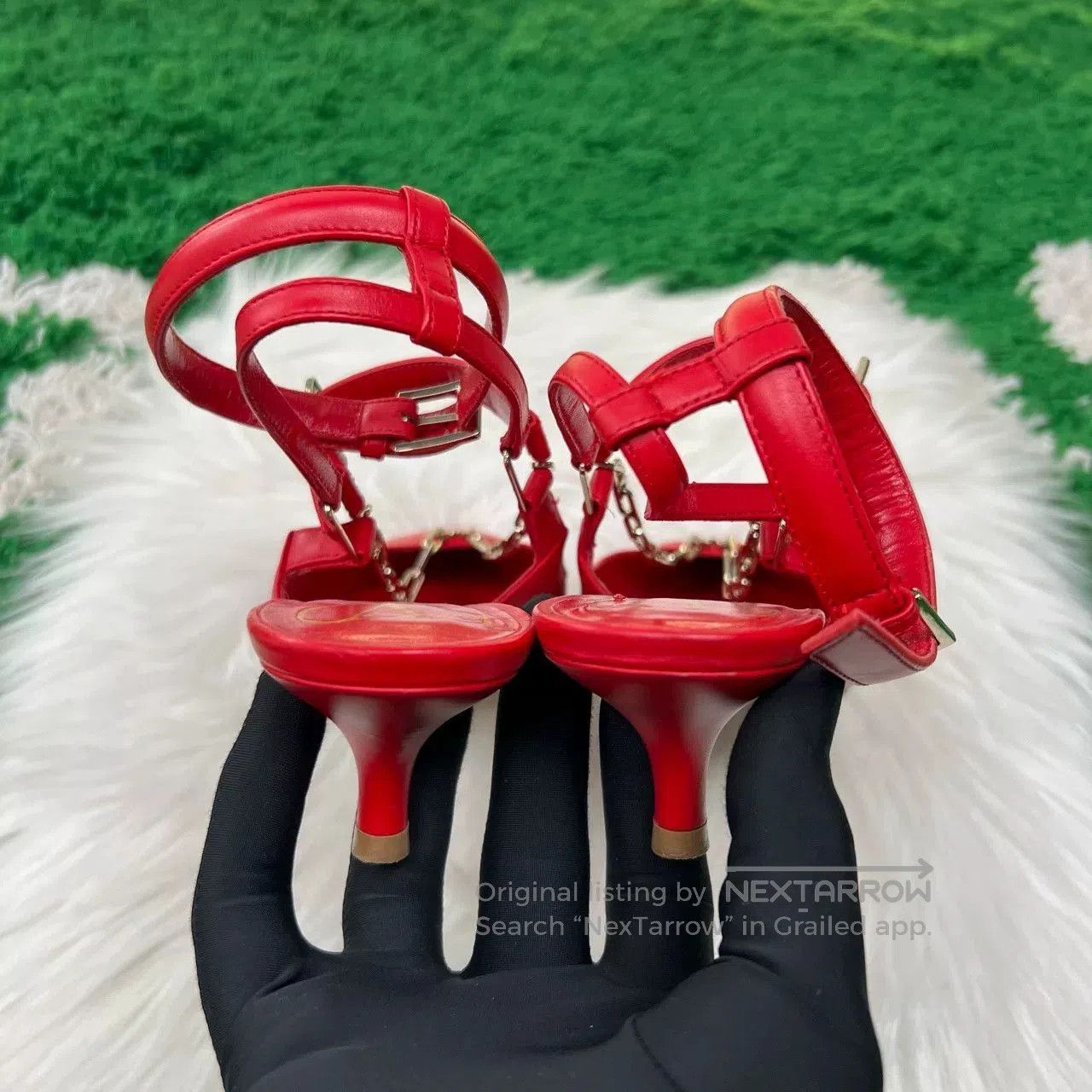 Valentino Valentino Chain Kitten Heel Sandals. Size US 4.5 / IT 34.5 - 3 Thumbnail