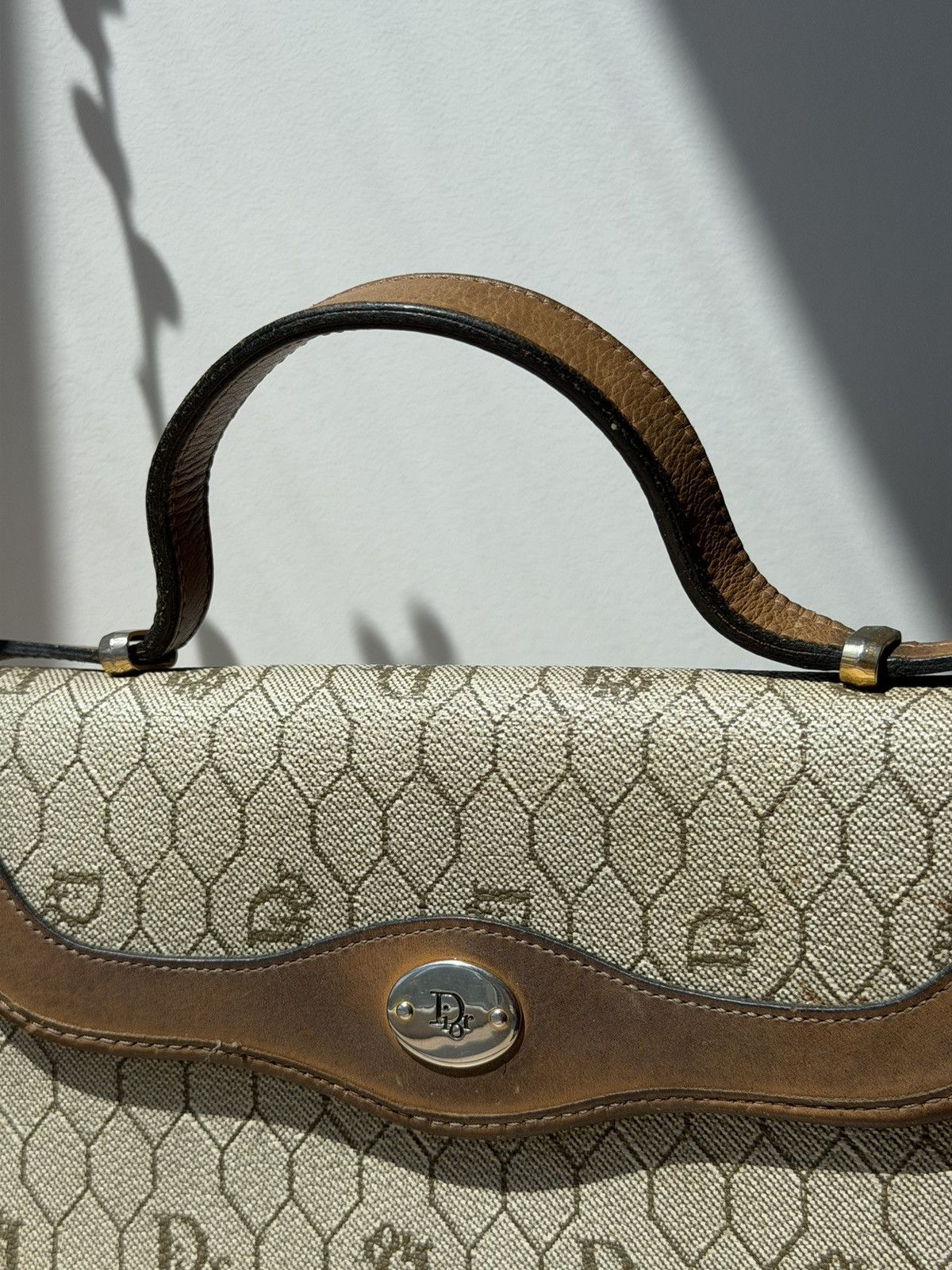 Dior Christian Dior France Vintage Honeycomb Canvas Leather Bag Size ONE SIZE - 12 Thumbnail