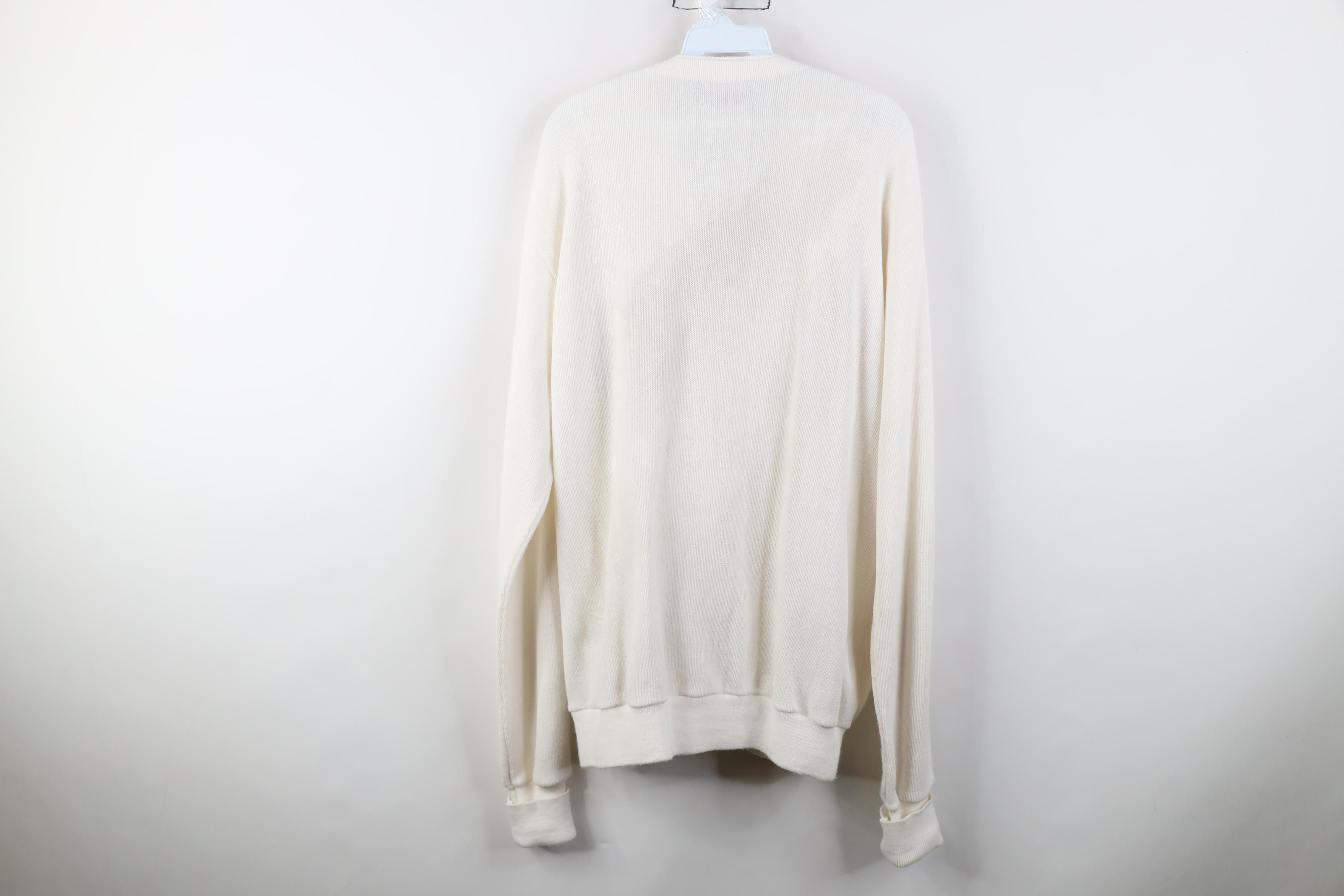 Vintage Vintage 70s Streetwear Blank Knit Cardigan Sweater White USA Size US XL / EU 56 / 4 - 11 Thumbnail