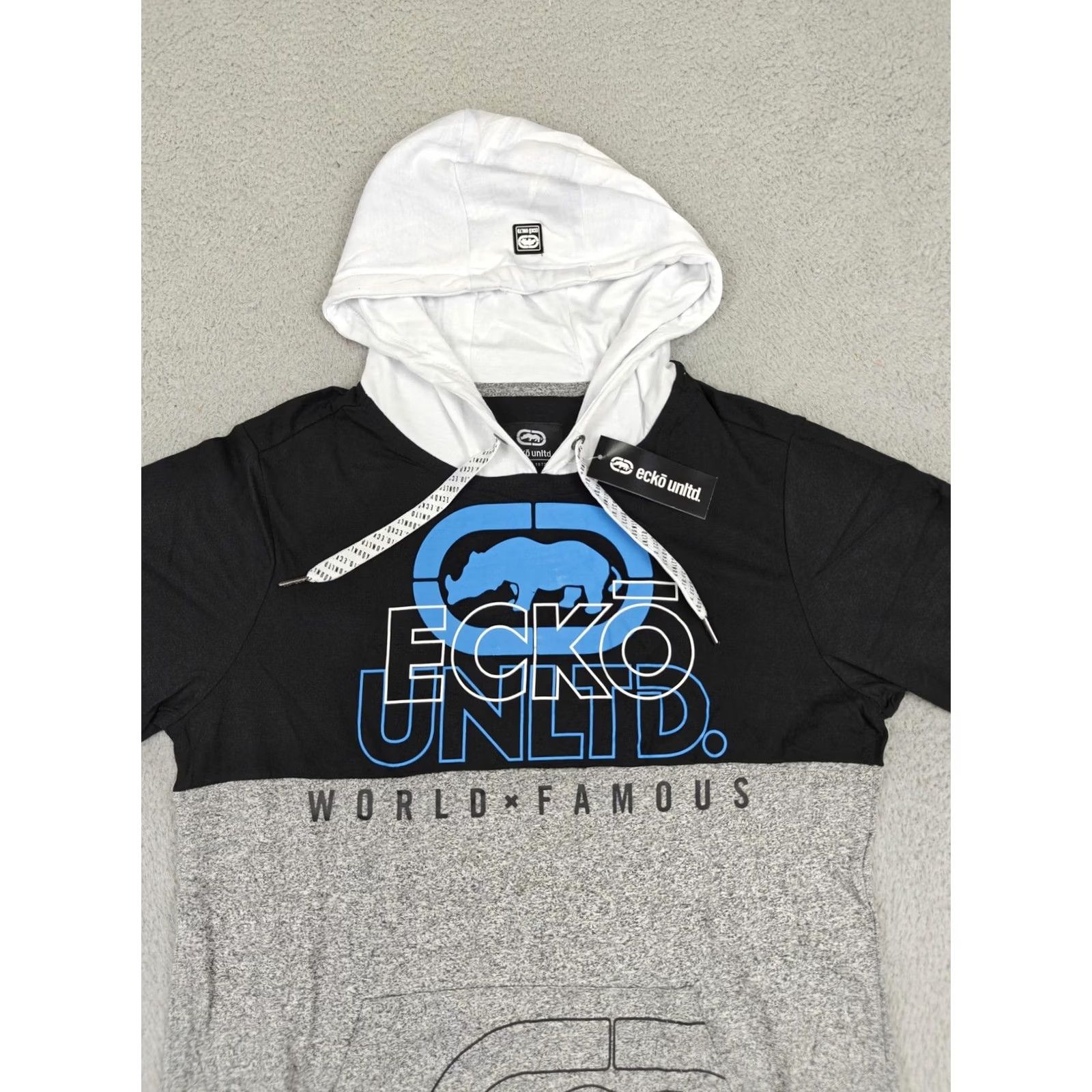 Ecko Unltd. Ecko Unltd Shirt Mens Small Black Gray Hooded World Famous Rhino Logo Graphic Size US S / EU 44-46 / 1 - 5 Thumbnail
