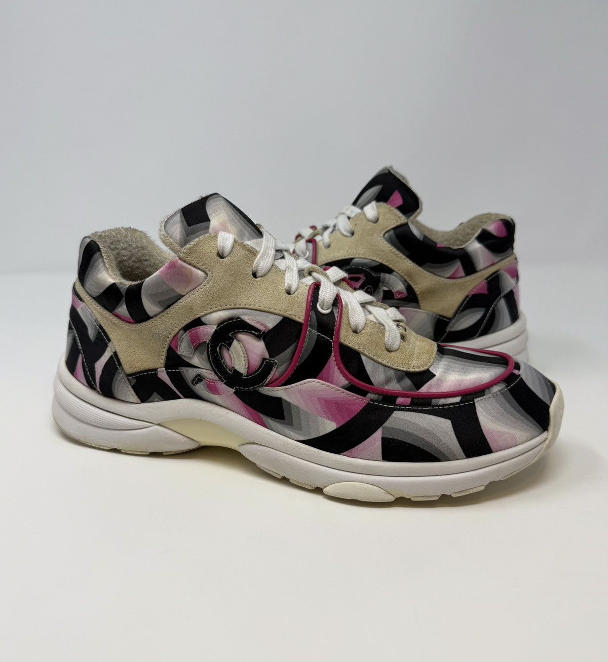 Chanel Chanel Tweed CC Satin SuedeTrainer Sneaker Size US 10.5 / IT 40.5 - 1 Thumbnail
