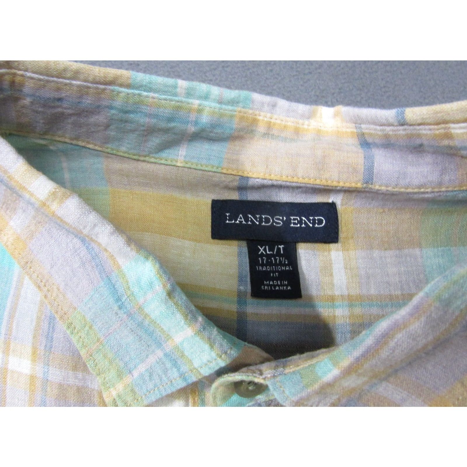 Lands' End Lands' End Shirt Mens XLT Plaid Linen Short Sleeve Button Up Summer Multicolor Button-Up Shirt Mens XLT Beach Classic Preppy Size US XL / EU 56 / 4 - 3 Thumbnail