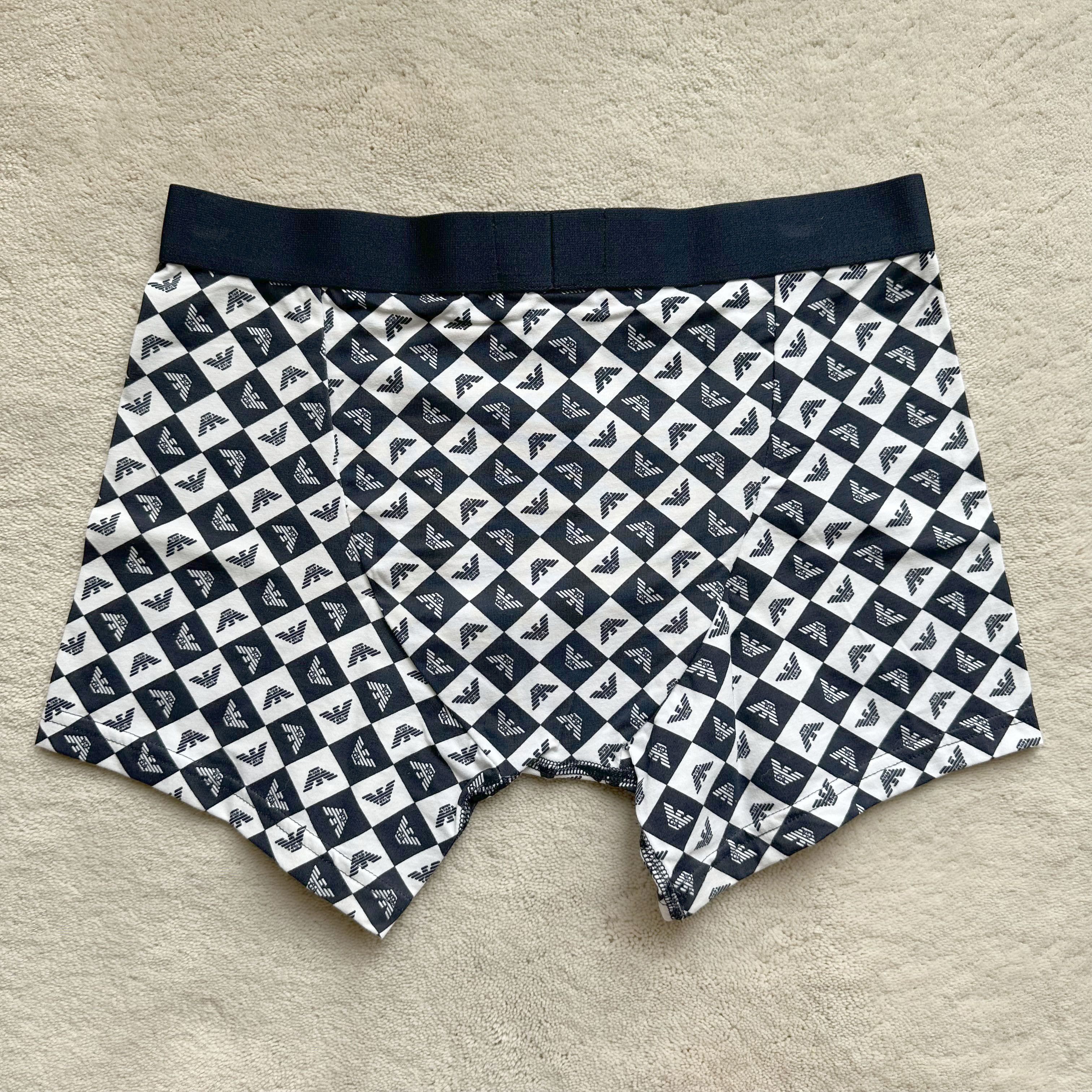 Emporio Armani GA EMPORIO ARMANI All-Over Logo STRETCH COTTON TRUNKS Sz M Size 32 - 5 Thumbnail