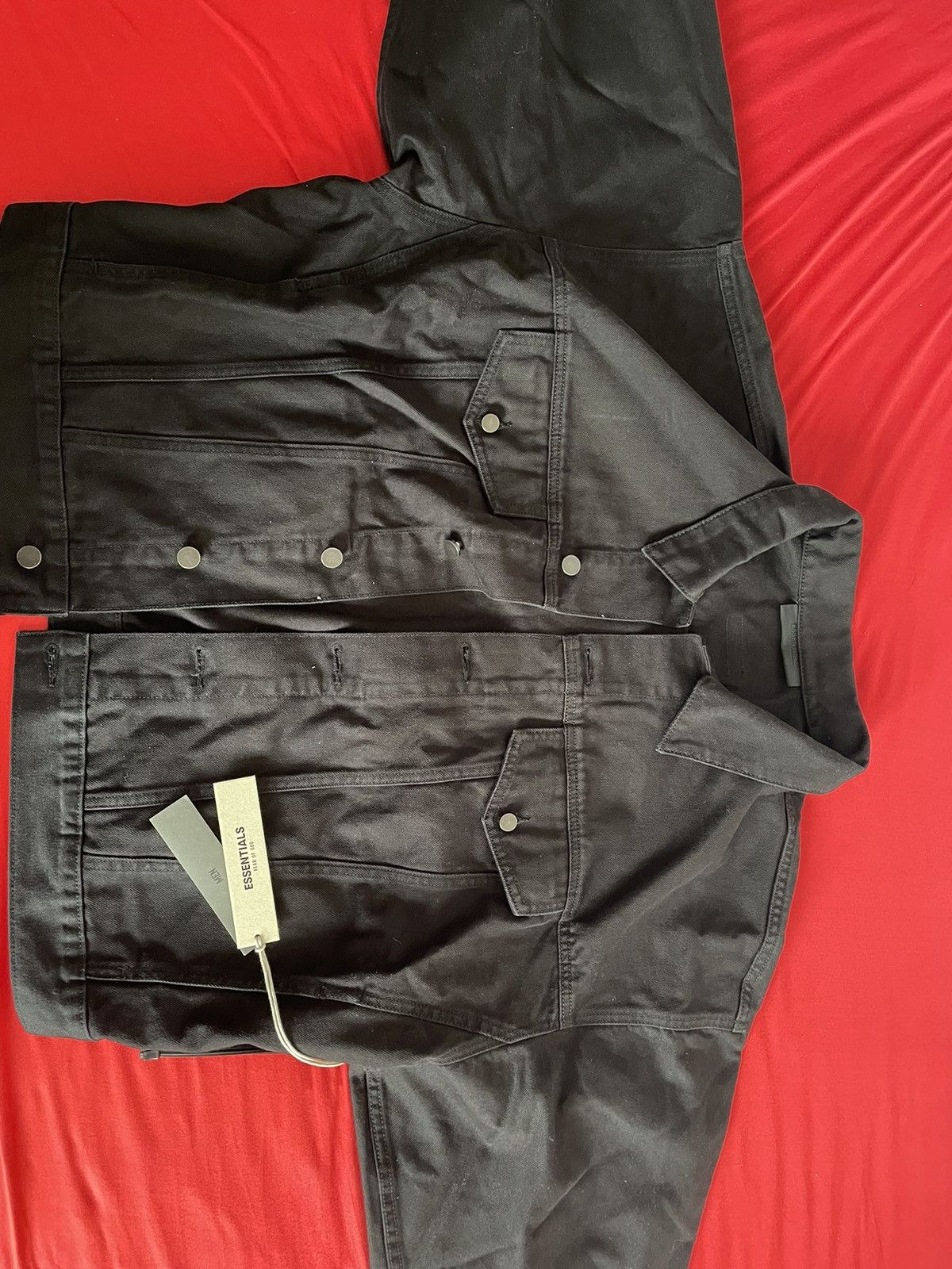 image of Fear Of God Essentials The Black Collection Denim Jacket, Men's (Size Small)