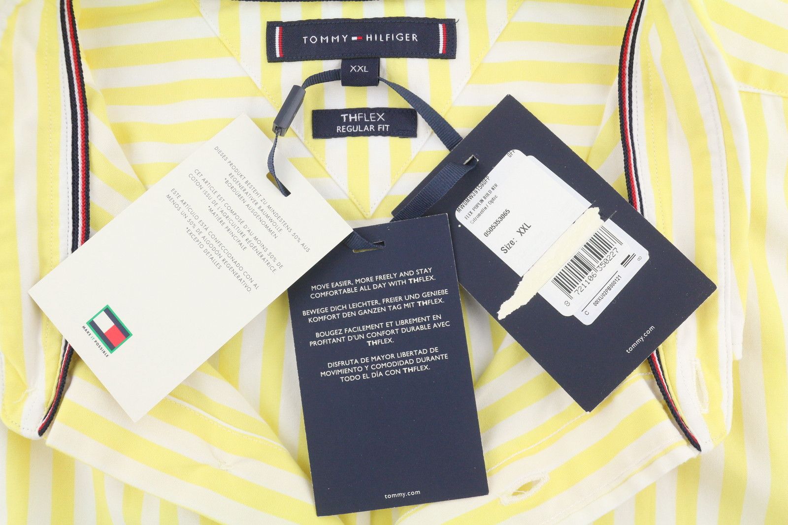 Tommy Hilfiger THFLEX POPLIN BOLD 2XL Yellow Striped 87688 Size US XXL / EU 58 / 5 - 9 Thumbnail