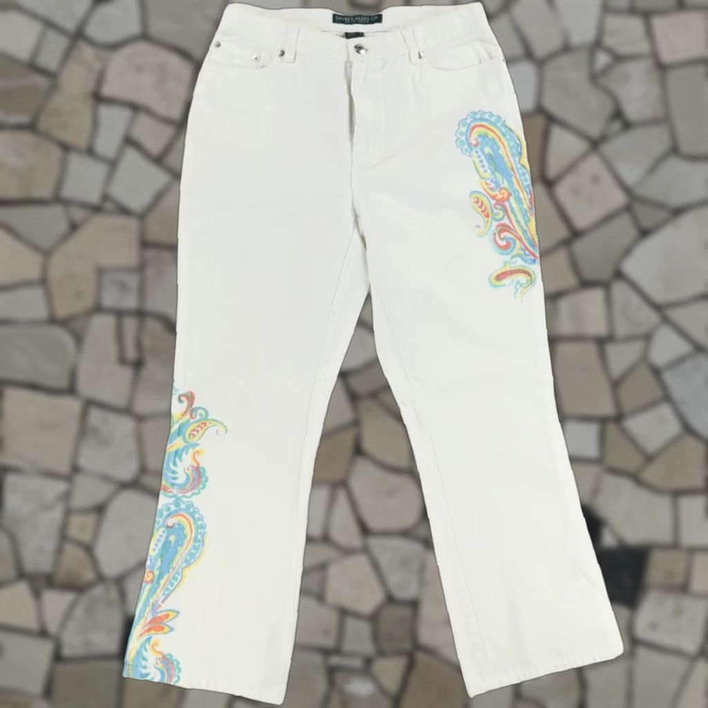 Ralph Lauren Lauren Ralph Lauren Graphic Cotton Canvas Jeans White Women's 10 Size 32" / US 10 / IT 46 - 1 Thumbnail