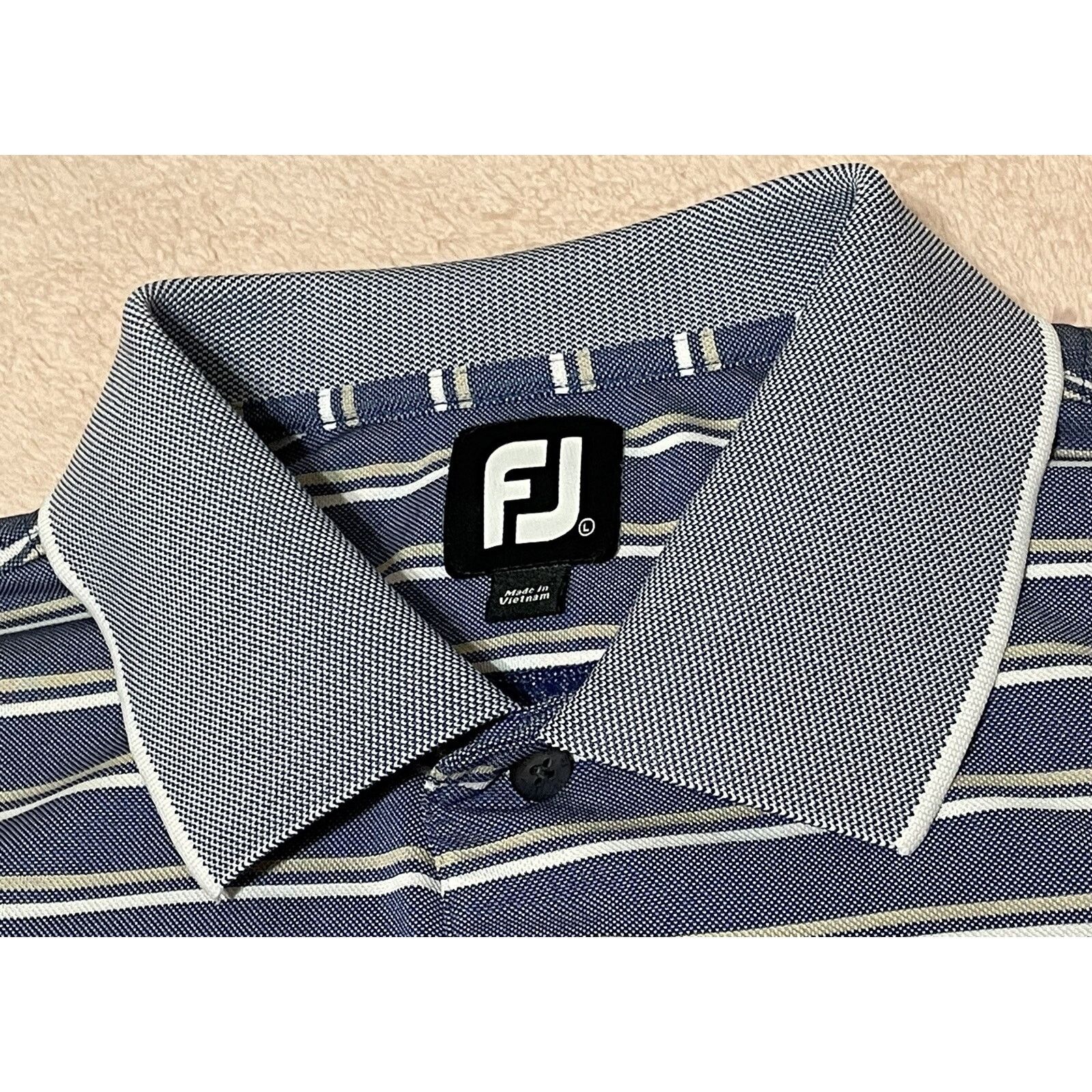 Footjoy FootJoy ProDry Golf Polo Shirt Mens Large Blue White Striped Size US L / EU 52-54 / 3 - 3 Thumbnail