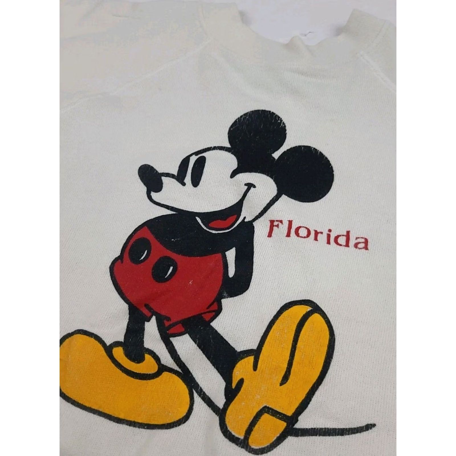 Hanes Vintage Disney Mickey Mouse Sweatshirt Cartoon Florida White USA 80s Worn Size US XS / EU 42 / 0 - 3 Thumbnail