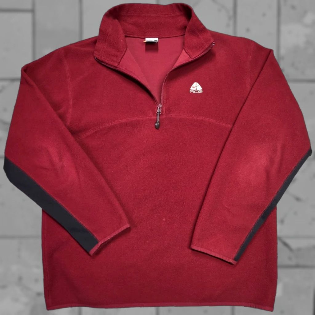 Nike ACG Nike ACG Pullover 1/4 Zip Mens L Maroon Black Gorpcore Pullover Sweatshirt Size US L / EU 52-54 / 3 - 1 Thumbnail