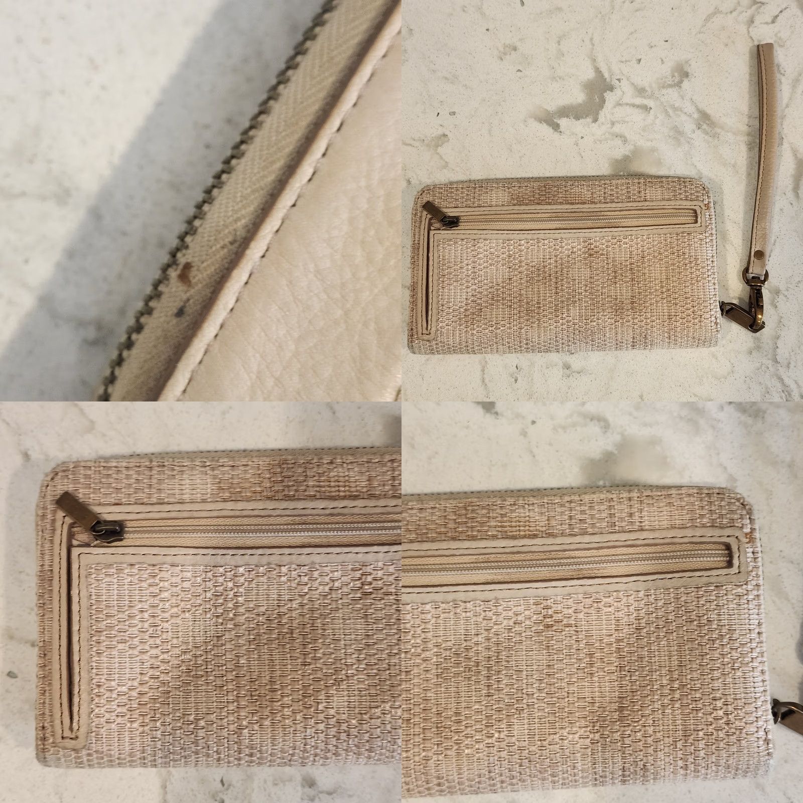 Fossil Fossil Zip-Around Wallet Tan Straw Leather Beige Womens S Color Beige Zip-Around Wallet Womens S Leather Wristlet Clutch NEEDS CLEANING Size ONE SIZE - 8 Thumbnail