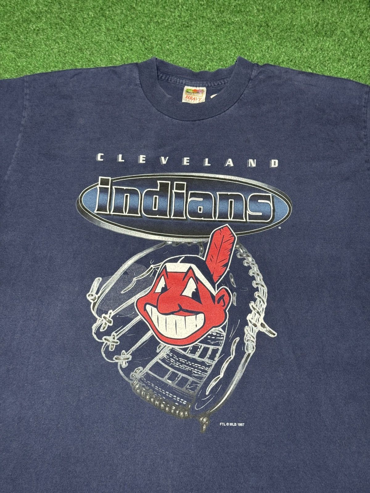 MLB Cleveland Indians Wahoo 90s Vintage Baseball Large T Shirt Size US L / EU 52-54 / 3 - 2 Thumbnail