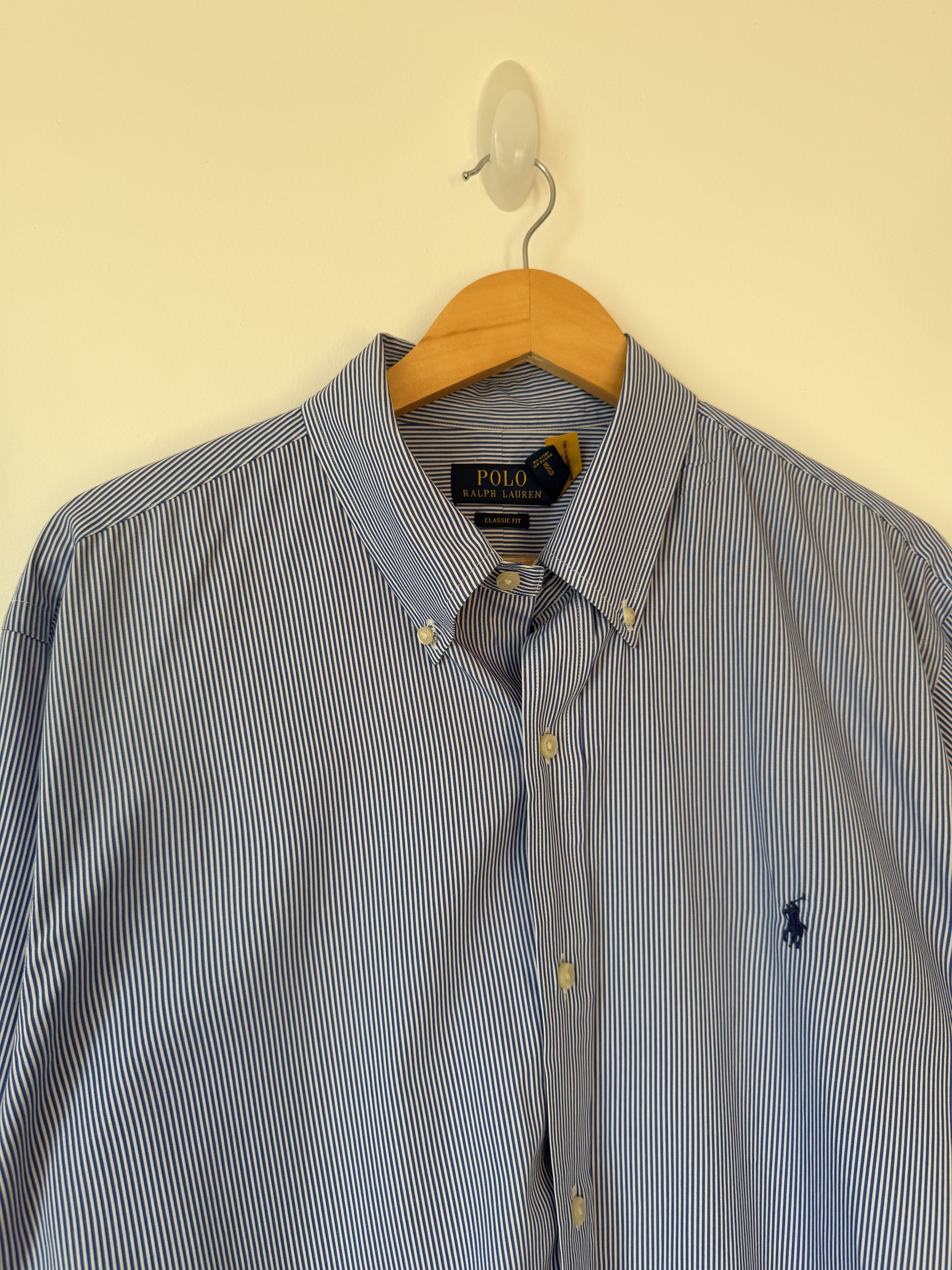 Polo Ralph Lauren Polo Classic Fit Blue Stripe Button Down Shirt XL 17.5 Size US XL / EU 56 / 4 - 1 Thumbnail