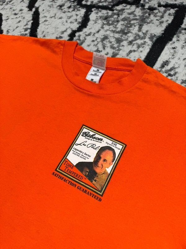 Fruit Of The Loom Vintage Fruit of the Loom Gibson Les Paul Orange XL T-Shirt Size US XL / EU 56 / 4 - 5 Thumbnail