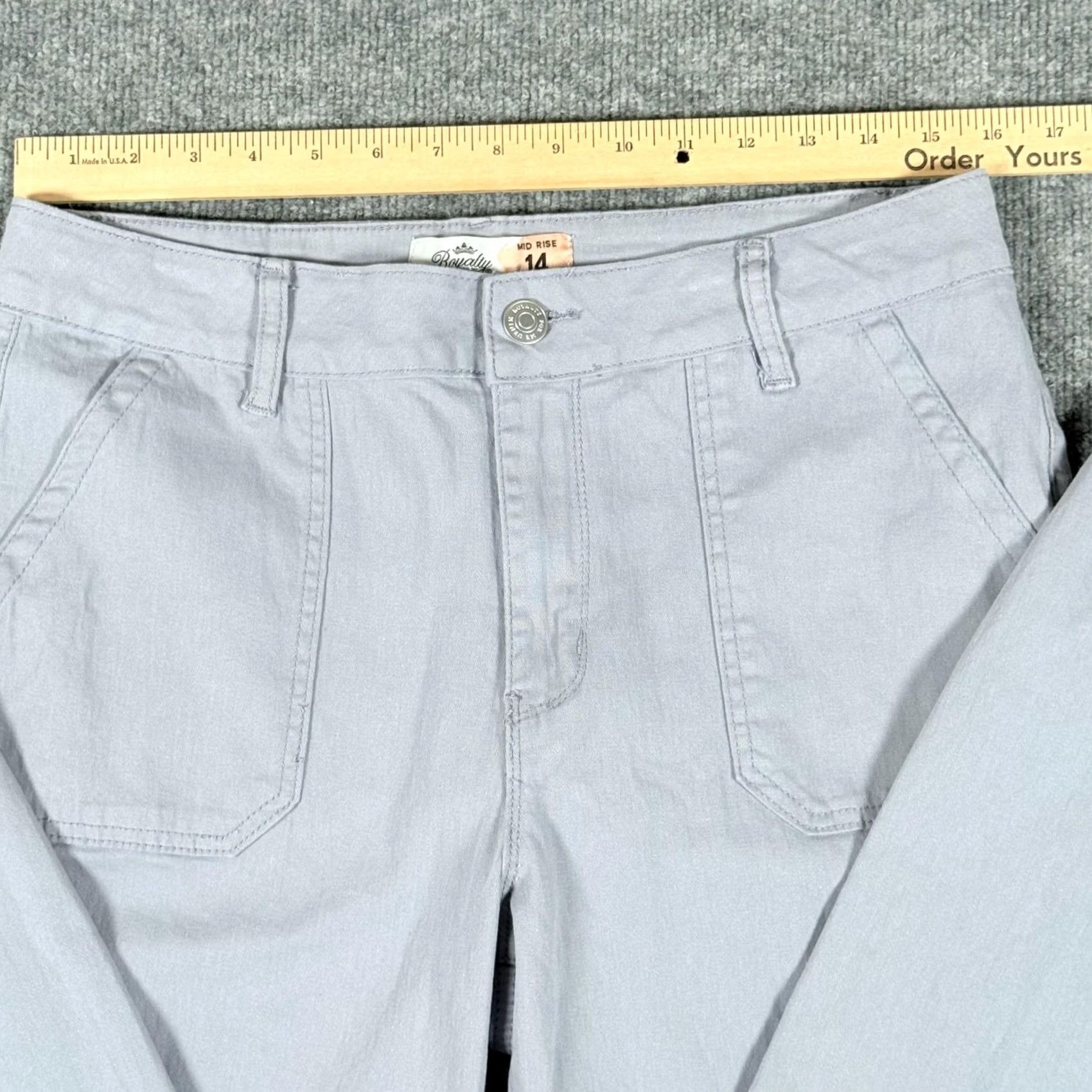 Vintage VINTAGE Royalty For Me Pants Womens 14 Pale Blue Mid Rise Stretch Distressed Hem Casual Pants Women Size 36" / US 14 / IT 50 - 5 Thumbnail