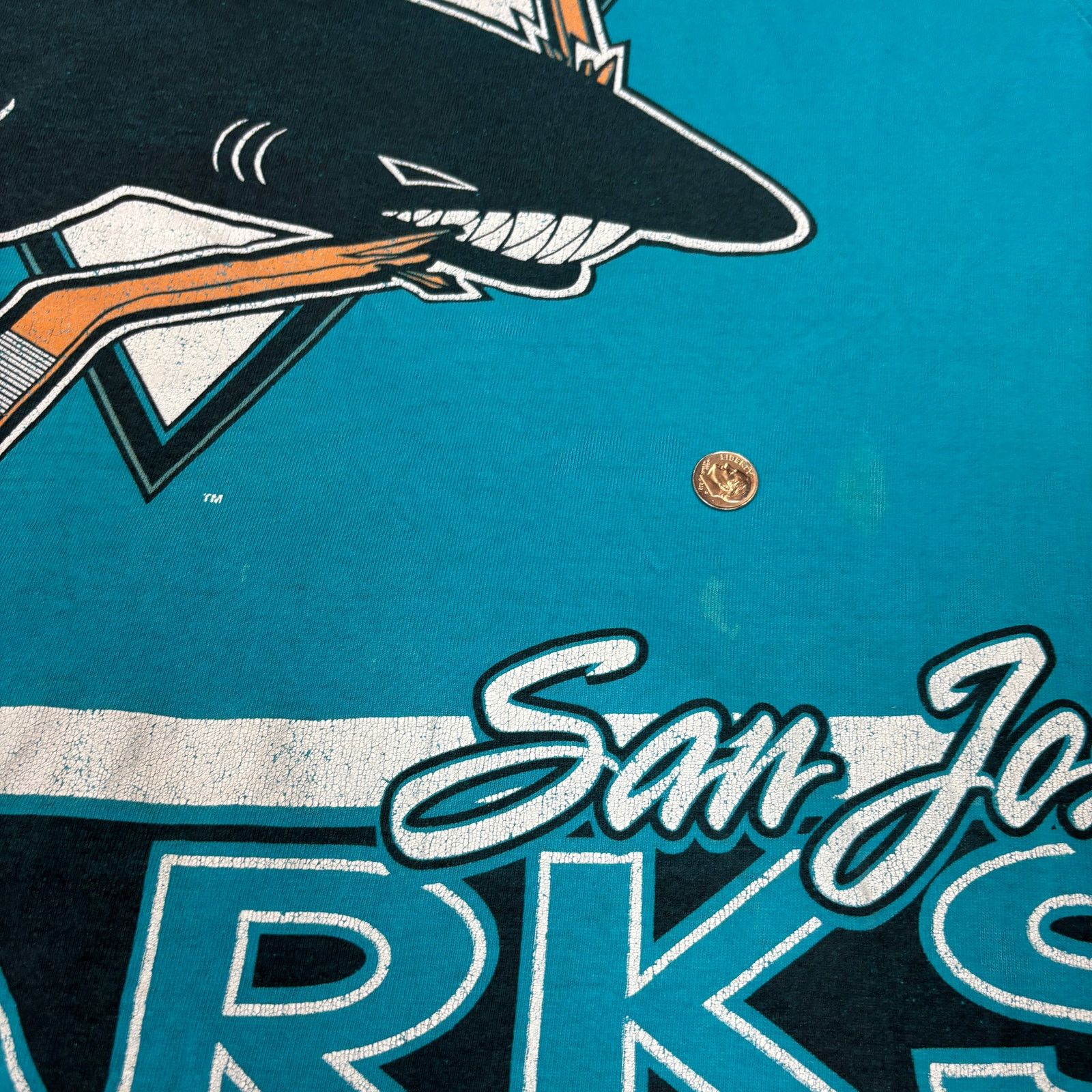 Salem Sportswear Vintage 90s San Jose Sharks Salem Sportswear Distressed XL Size US XL / EU 56 / 4 - 10 Thumbnail