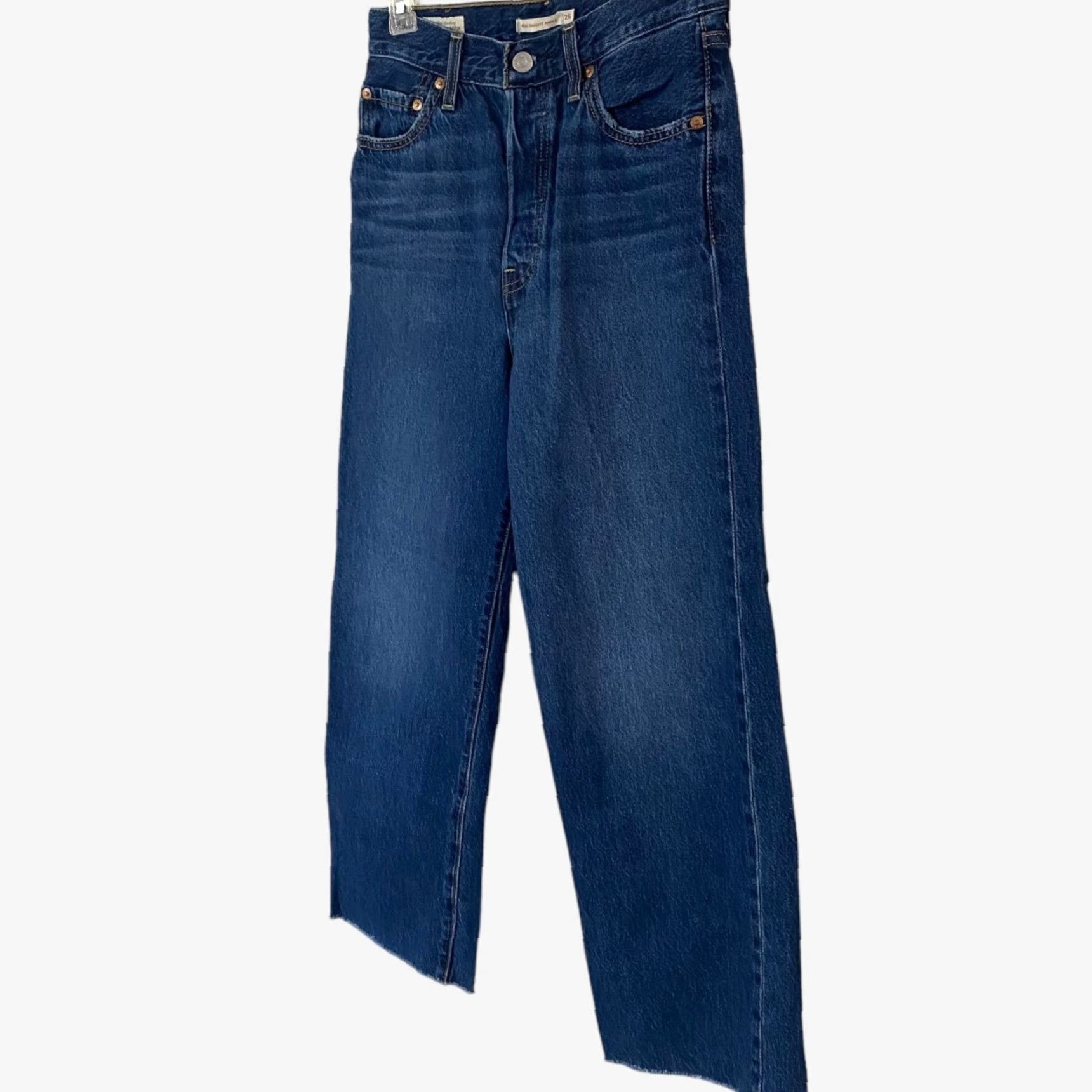 Levi's Levi's Ribcage Straight Fit Ankle Jeans Women's 26 Blue High-Rise Raw-Hem Denim Jeans Size 26" / US 2 / IT 38 - 3 Thumbnail