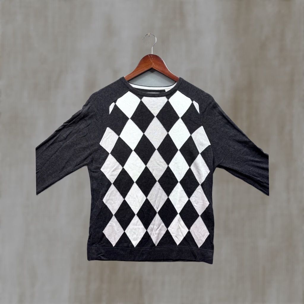 Perry Ellis Perry Ellis Men's Sweater Charcoal Gray White Long Sleeve Crew Neck Size S Size US S / EU 44-46 / 1 - 1 Thumbnail
