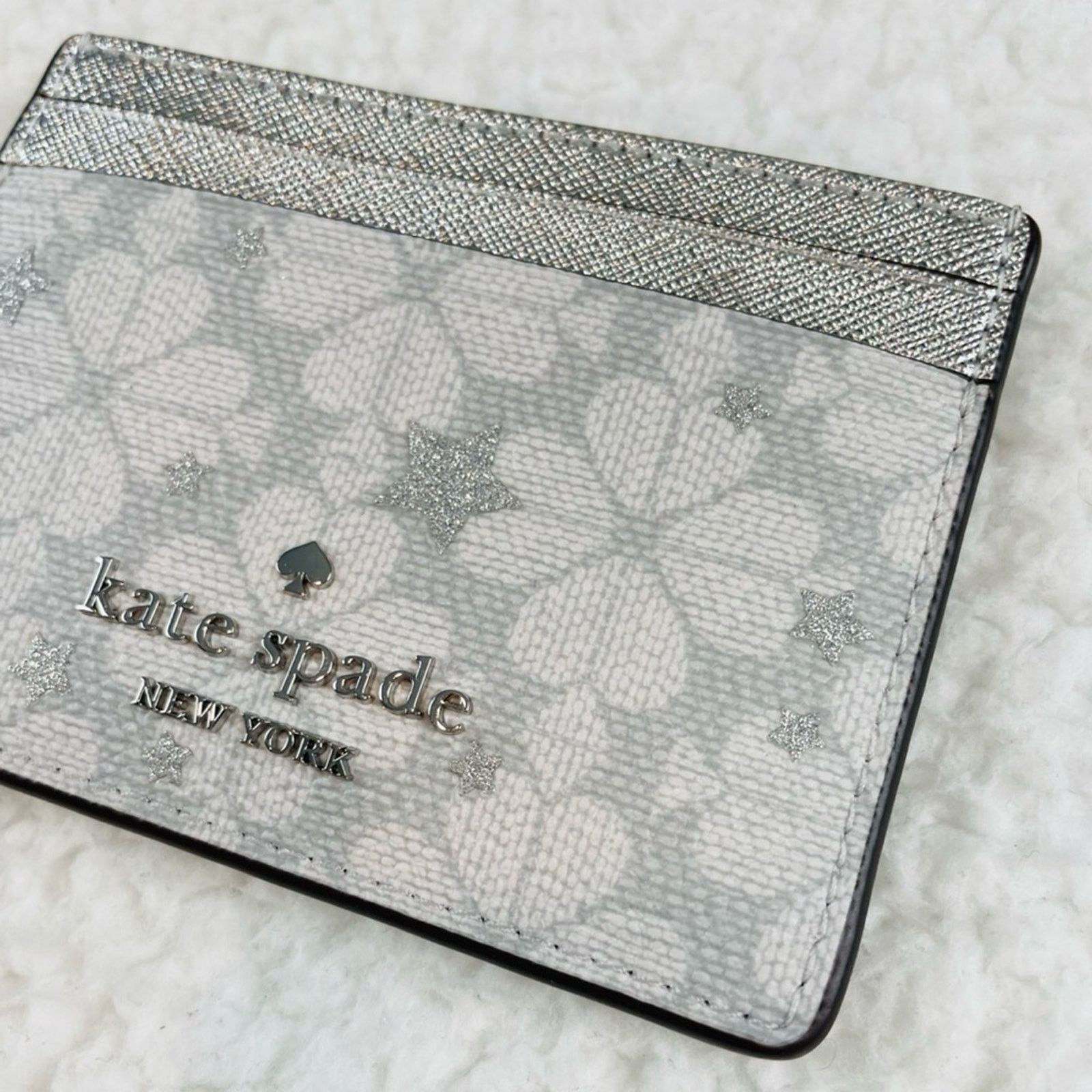 Kate Spade KATE SPADE • Platinum Grey Flower Star Slim Card Holder Size ONE SIZE - 11 Thumbnail