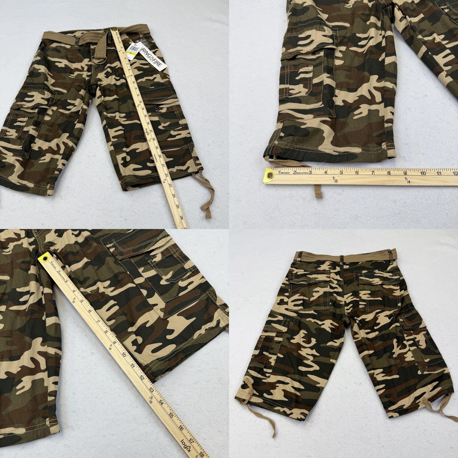 Ring Of Fire VINTAGE Ring Of Fire Cargo Shorts Mens 30 Green Camo Belted Pockets Inseam 12 Size US 30 / EU 46 - 8 Thumbnail
