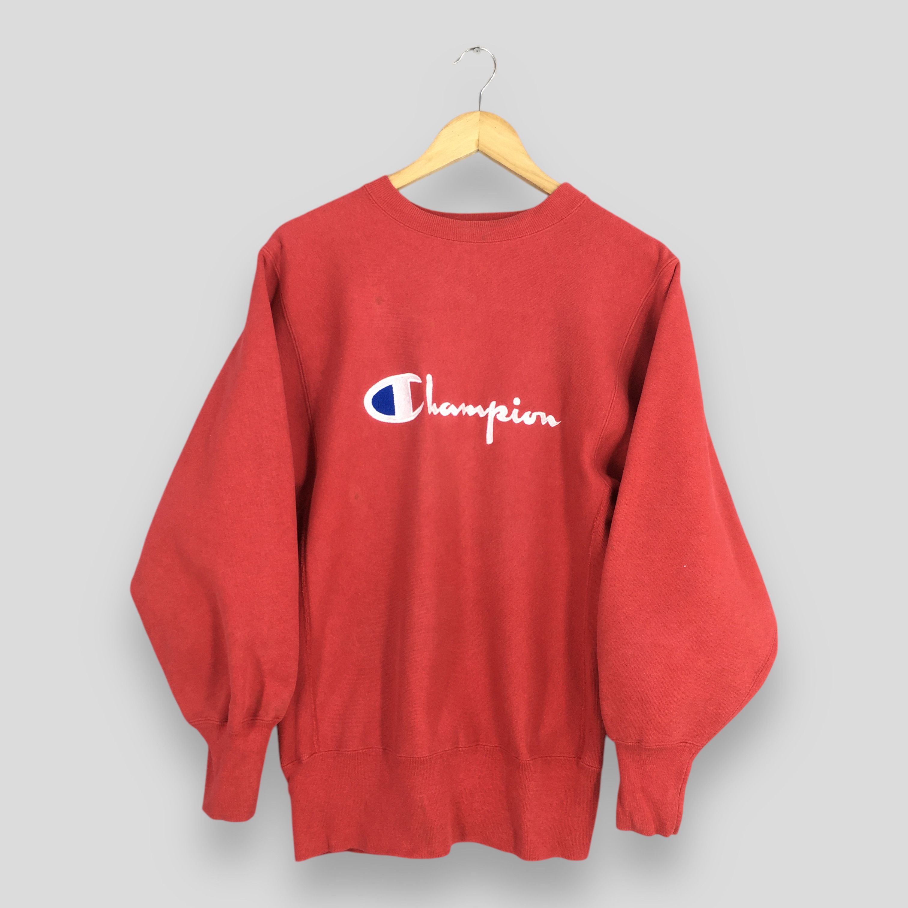 Champion × Vintage Vintage 1990s Champion Reverse Weave Red Sweatshirt Medium Size US M / EU 48-50 / 2 - 1 Thumbnail