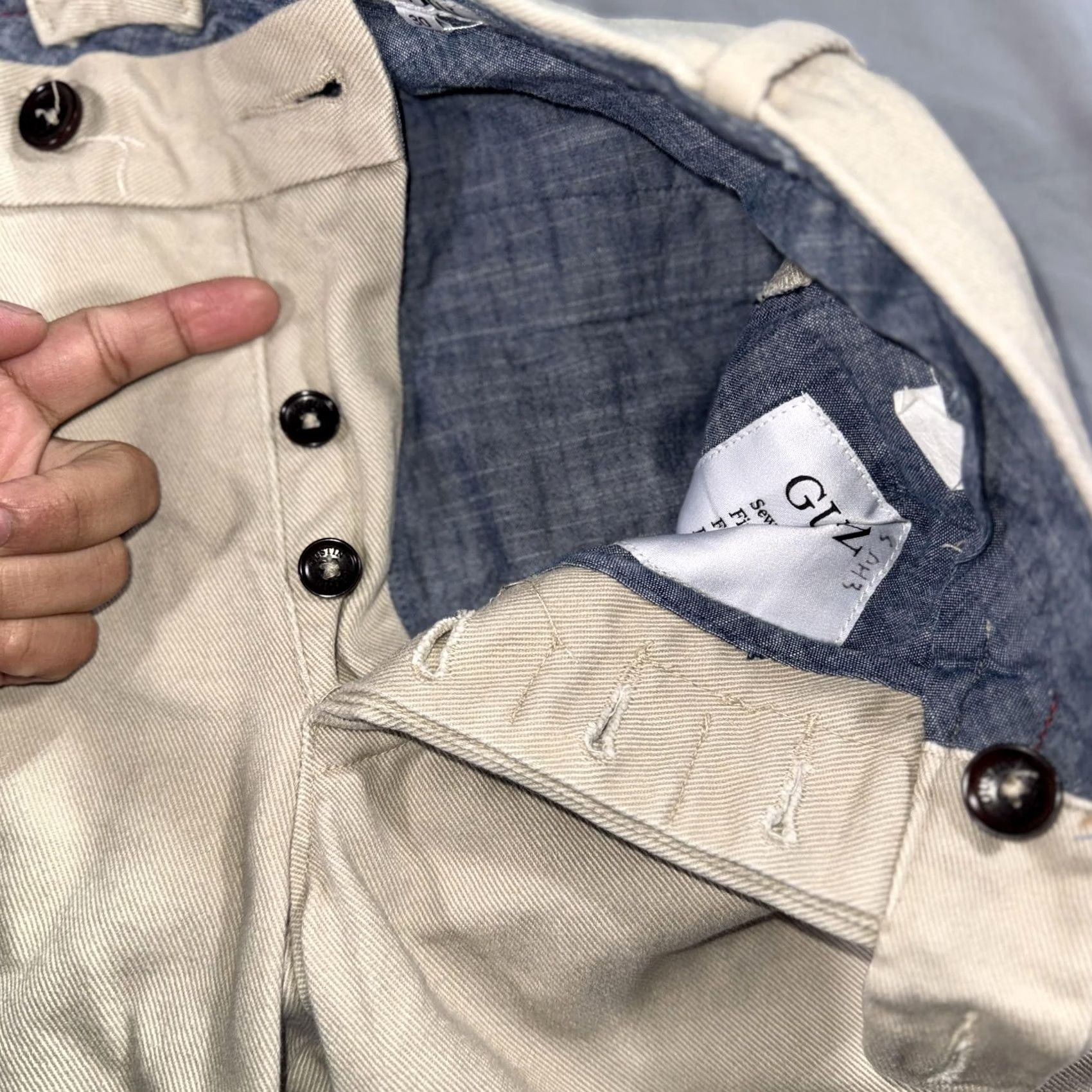 Gustin Gustin Mens 30 Beige Chino Straight Fit Button Fly Twill Pants Casual USA Size US 30 / EU 46 - 5 Thumbnail