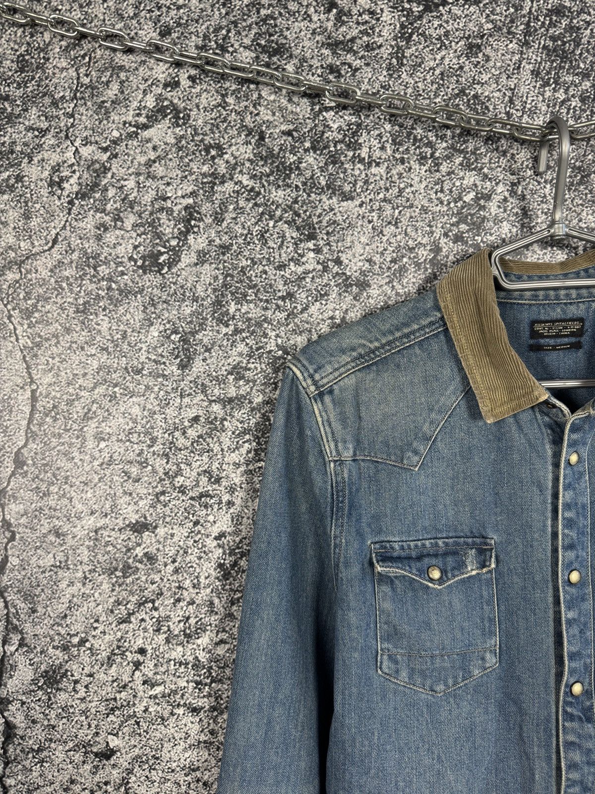 Allsaints Allsaints Spitalfields Bedford Denim Shirt Snap Button Sz M Size US M / EU 48-50 / 2 - 3 Thumbnail