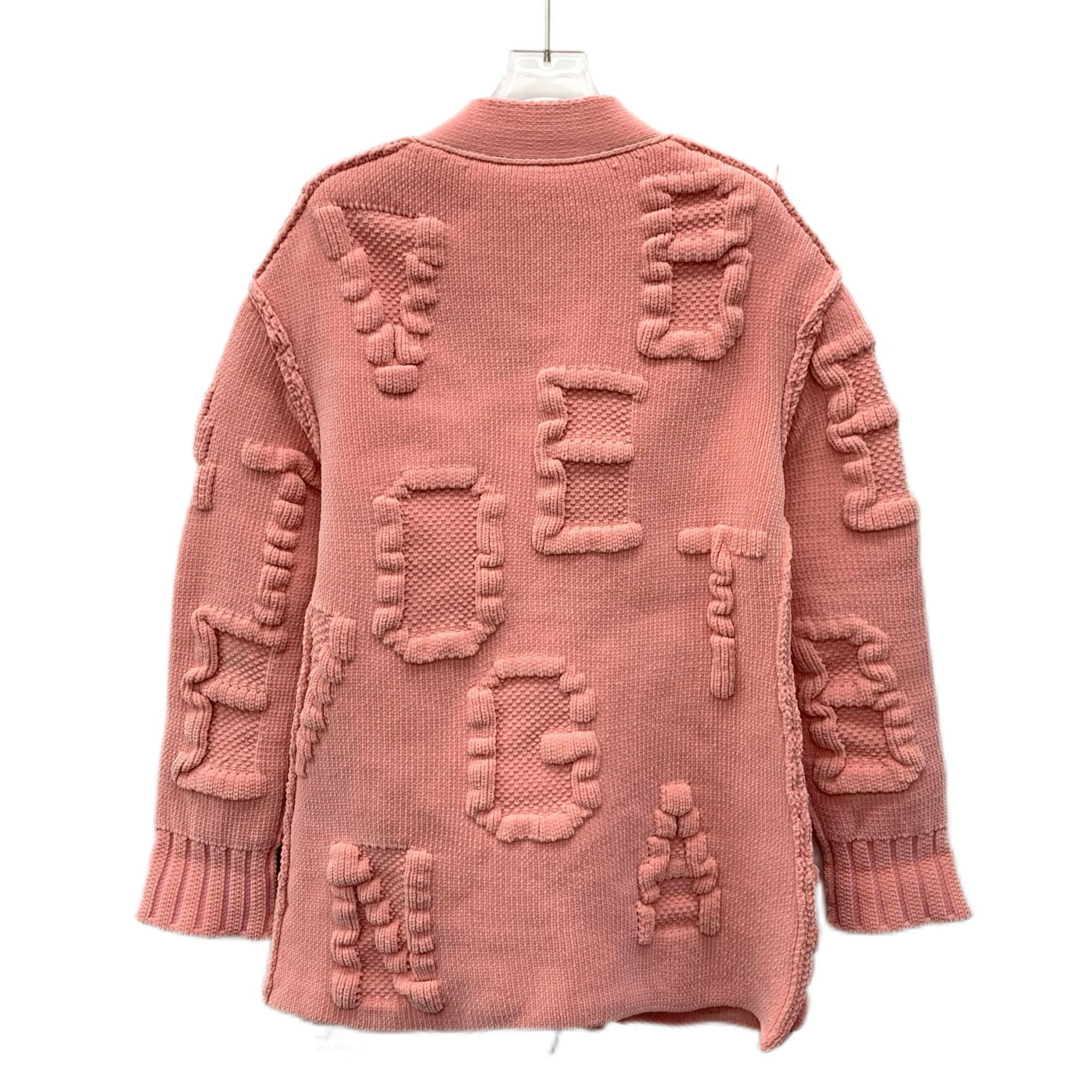 Bottega Veneta Bottega Veneta Pink Embossed Logo V-Neck Knit Cardigan (Size Size S / US 4 / IT 40 - 8 Thumbnail