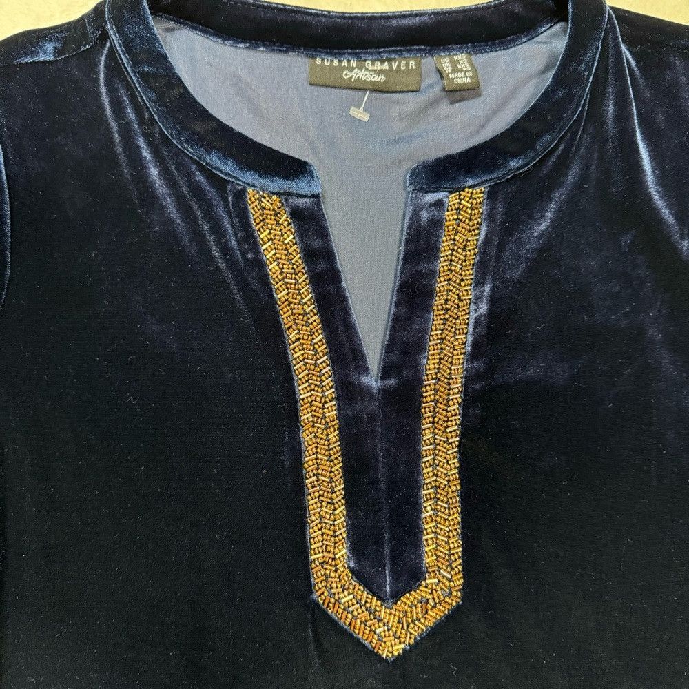 Other New Susan Graver Artisan Velvet Knit Split Neck Tunic Size Size XXS / US 00 / IT 34 - 8 Thumbnail