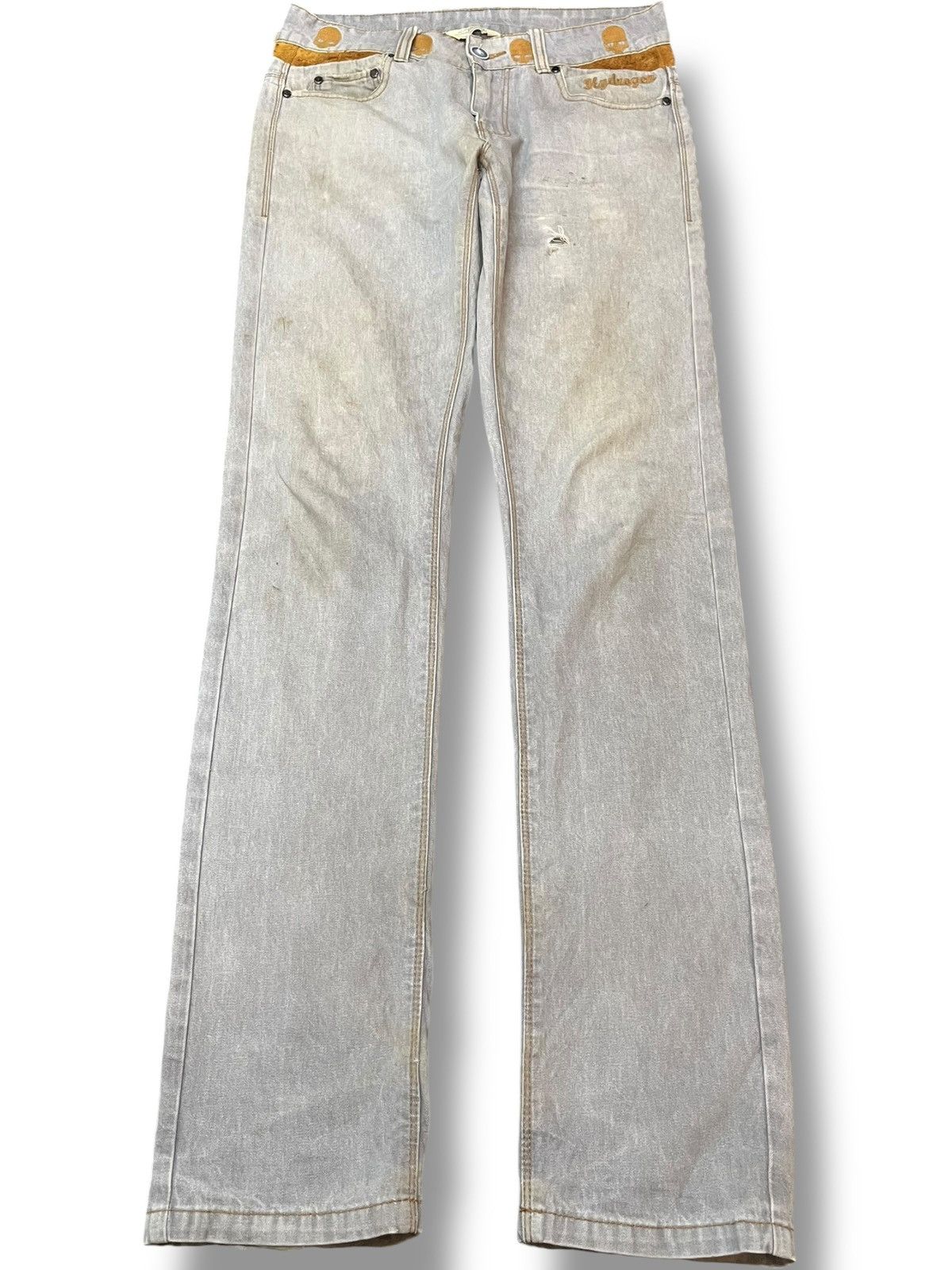 HYDROGEN Vintage Hydrogen Italy Skulls Embroidery Distressed Denim Size US 30 / EU 46 - 1 Thumbnail