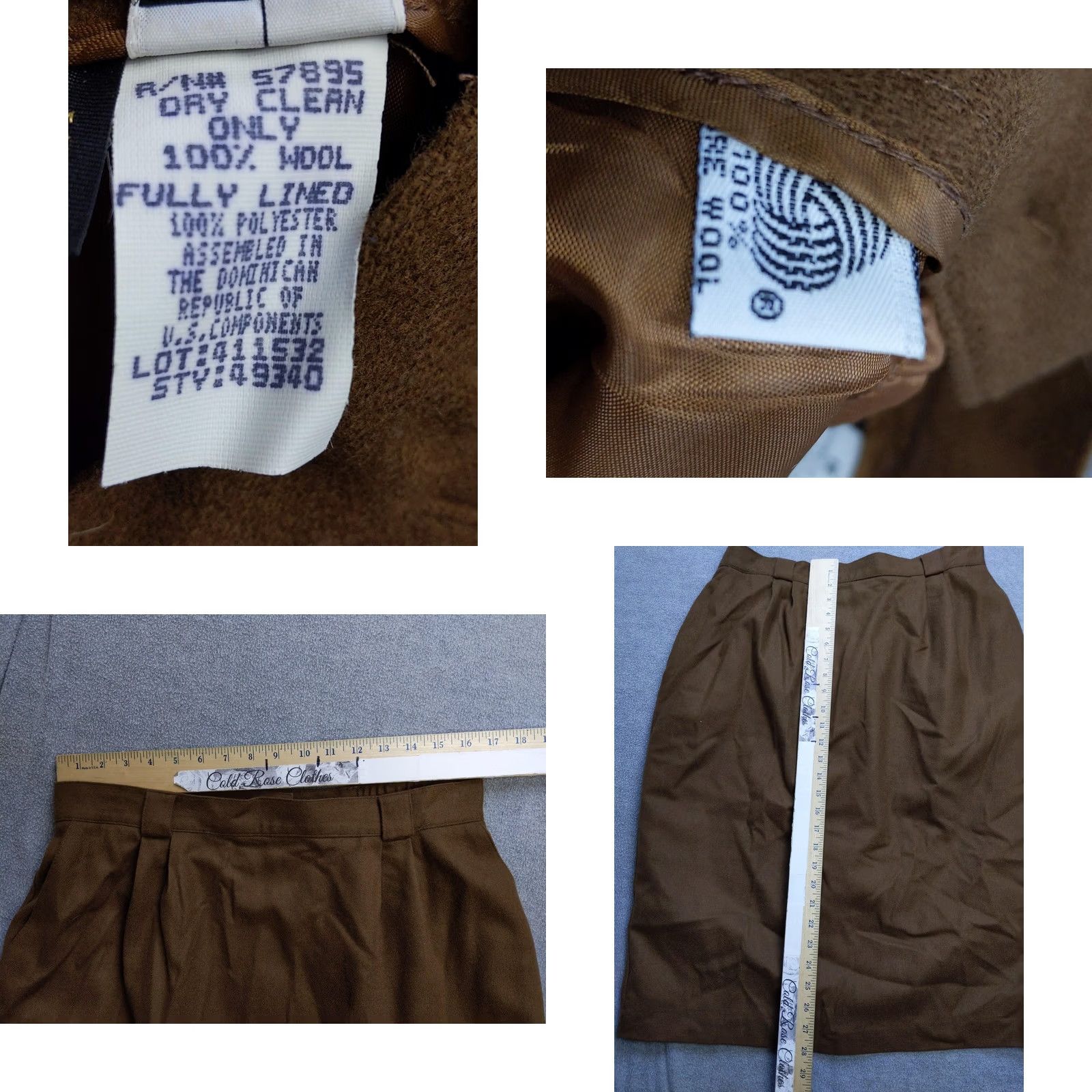 Vintage Requirements Skirt Womens 18 Brown Wool Knee Length Fully Lined Classic Career Wear Womens Size 40" / US 18 - 8 Thumbnail