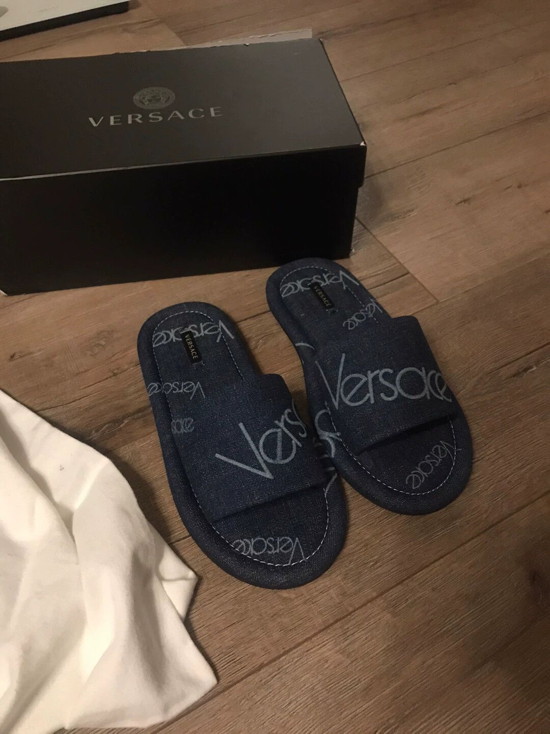Versace Versace Denim Slippers Unisex 38 (Fits Larger) Size US 7.5 / IT 37.5 - 1 Thumbnail
