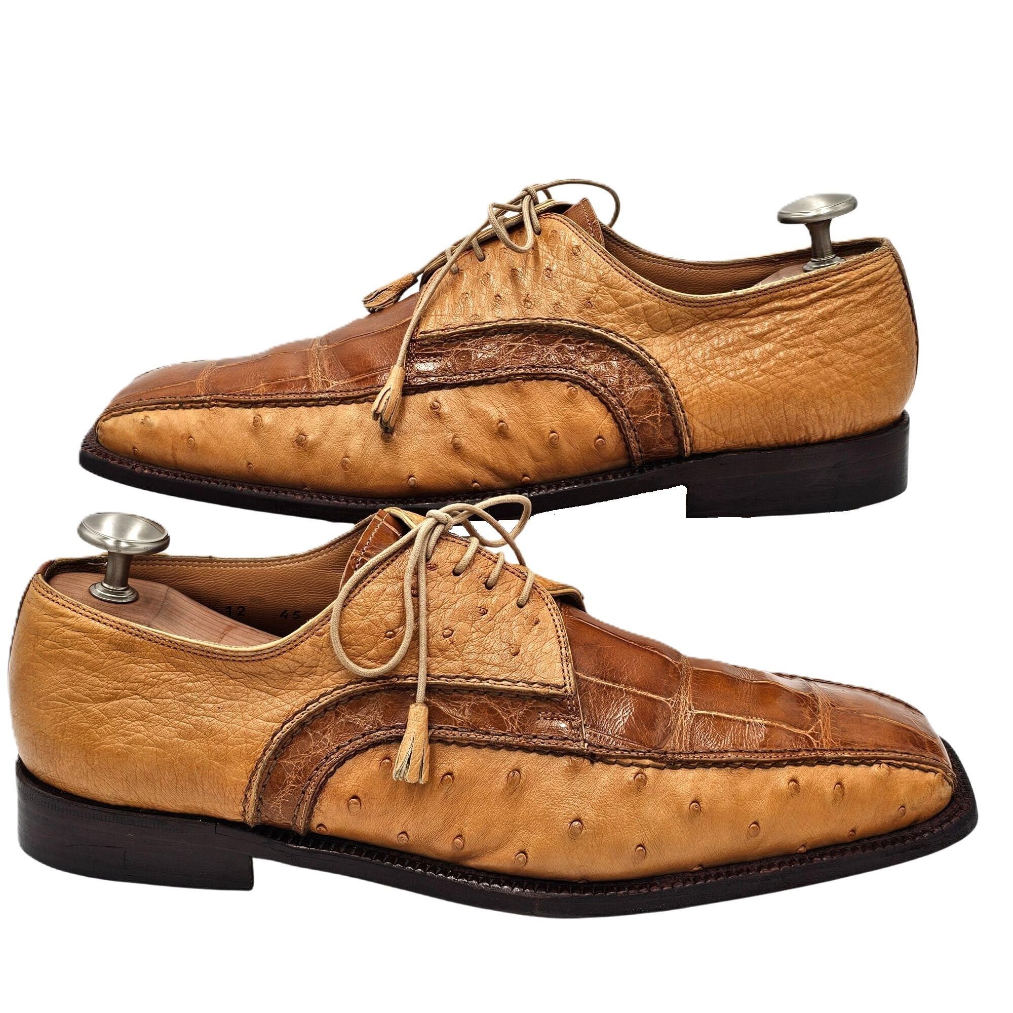 David Eden Vintage David Eden Exotic Ostrich Alligator Derby Italy Men Size US 12 / EU 45 - 5 Thumbnail