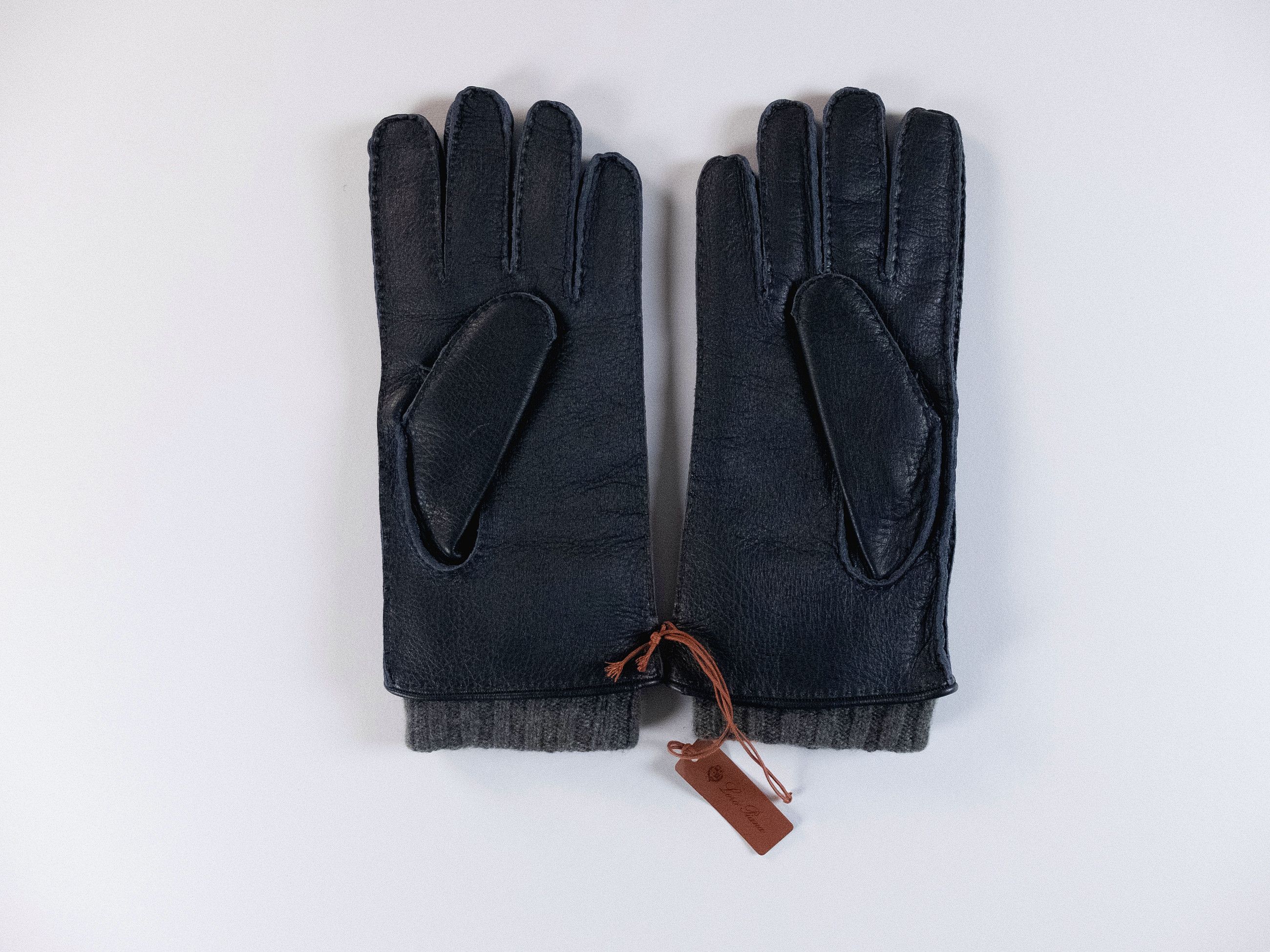 Loro Piana LORO PIANA navy blue deerskin leather & baby cashmere gloves Size ONE SIZE - 3 Thumbnail