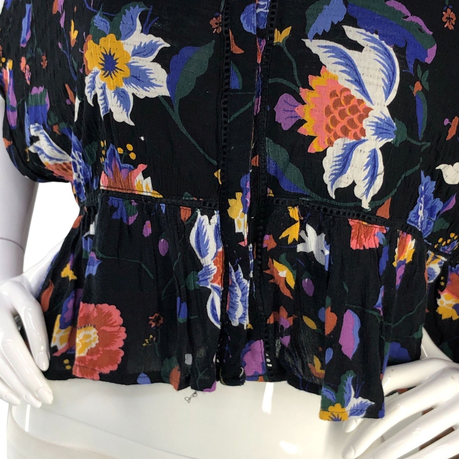 Anthropologie Anthropologie Sz XXSP Top Josie Dolman Sleeve V Neck Floral Size XXS / US 00 / IT 34 - 3 Thumbnail