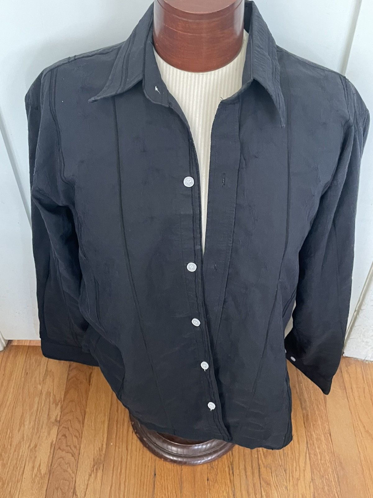 Emporio Armani Emporio Armani Black Button Up Made in Italy Size Medium Size US M / EU 48-50 / 2 - 2 Thumbnail