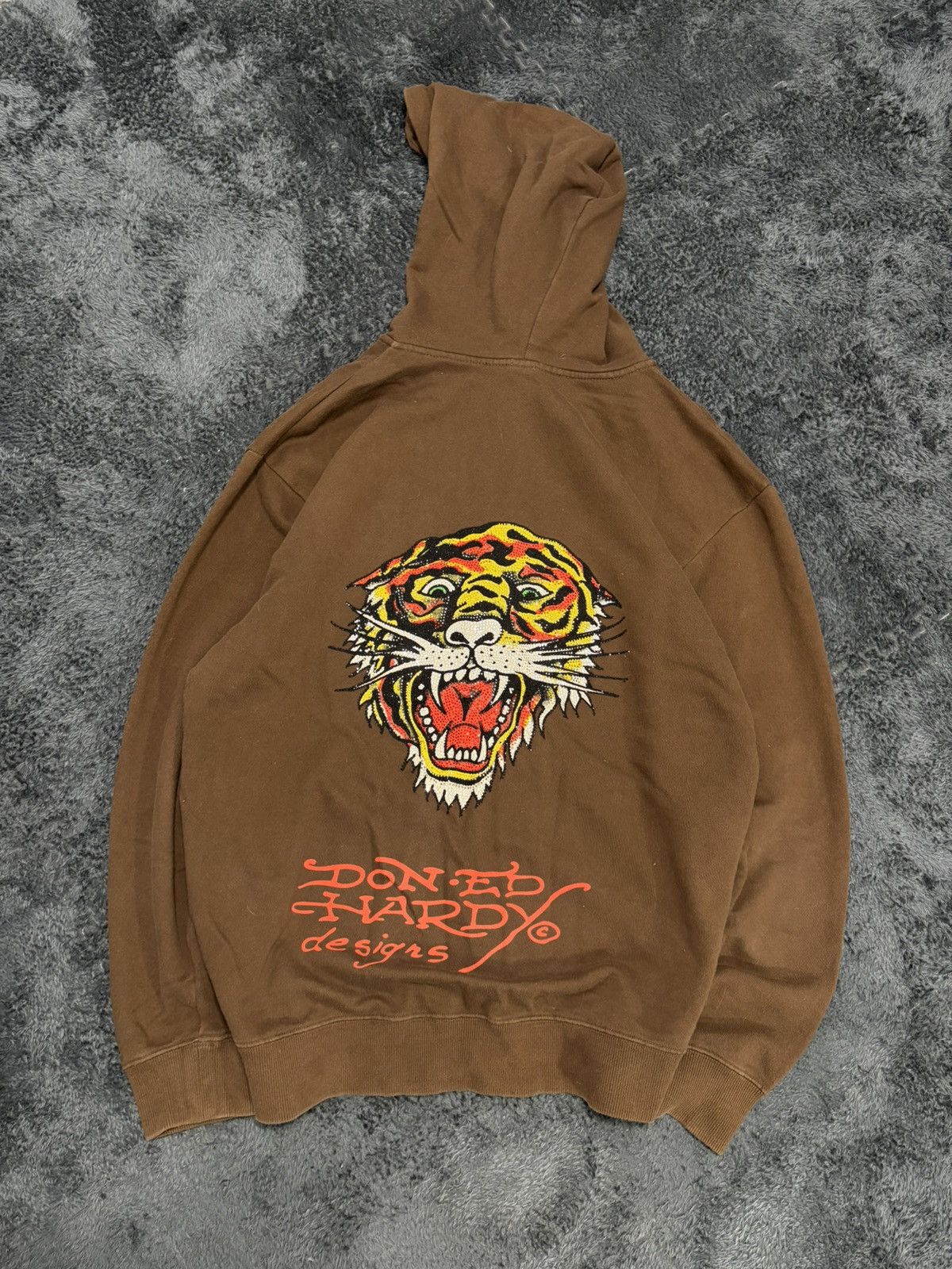 Ed Hardy Vintage Ed Hardy Y2K Big Logo Brown Hoodie Size US XL / EU 56 / 4 - 2 Thumbnail