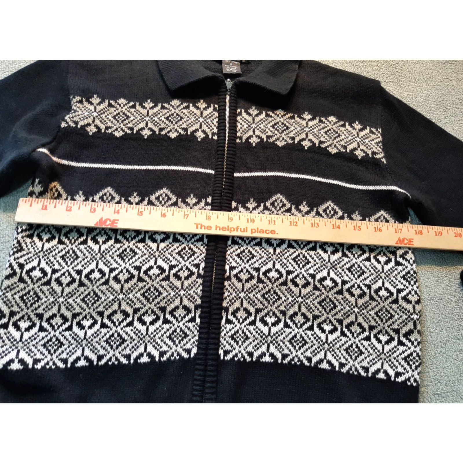 Vintage Style & Co Women’s S Sweater Full Zip Black Long Sleeve Knit Cotton Shirt? Size S / US 4 / IT 40 - 5 Thumbnail