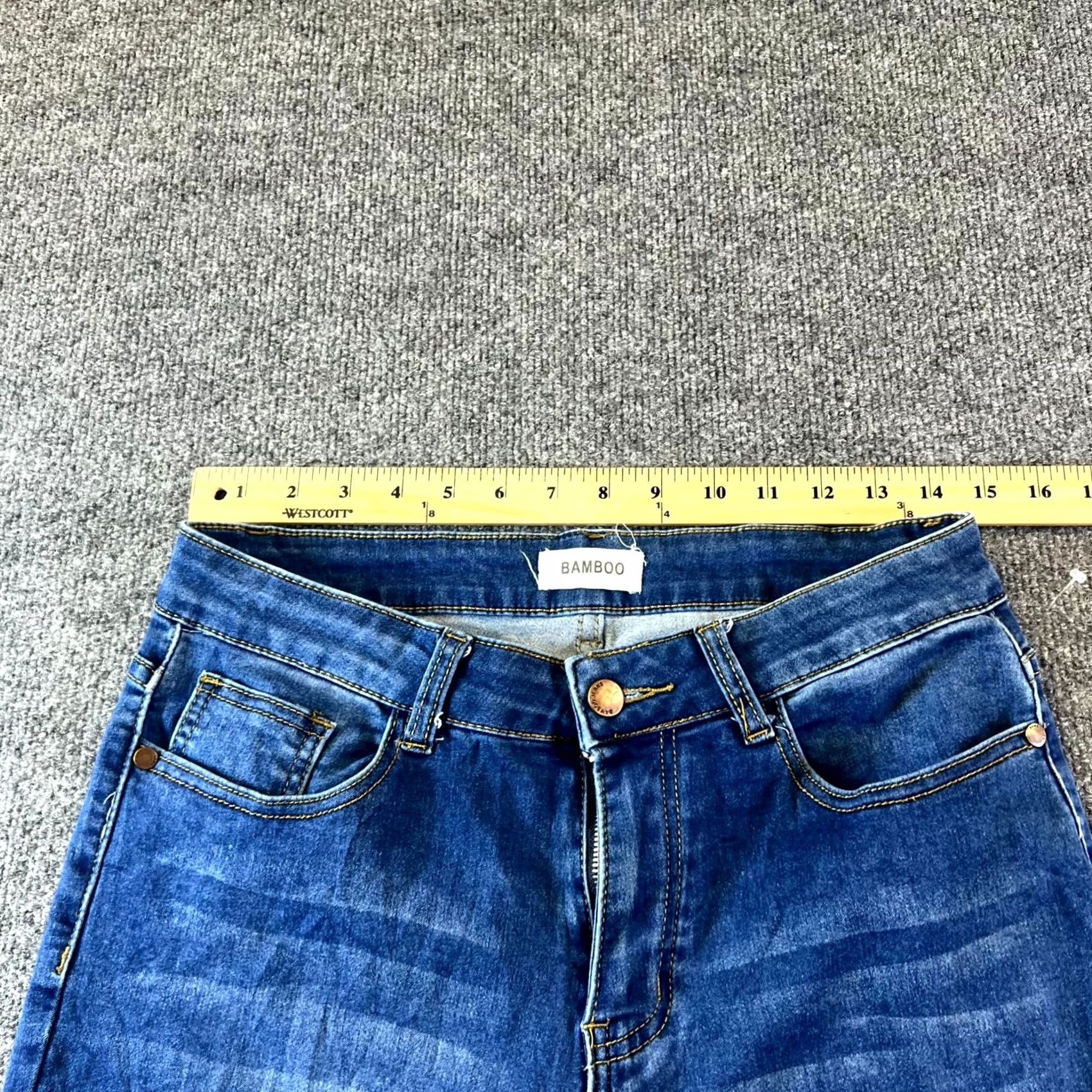 Vintage Bamboo Skinny Jeans Women's 11 Blue Cotton Denim Travel Faded Stretch Jeans Size 32" / US 10 / IT 46 - 2 Thumbnail