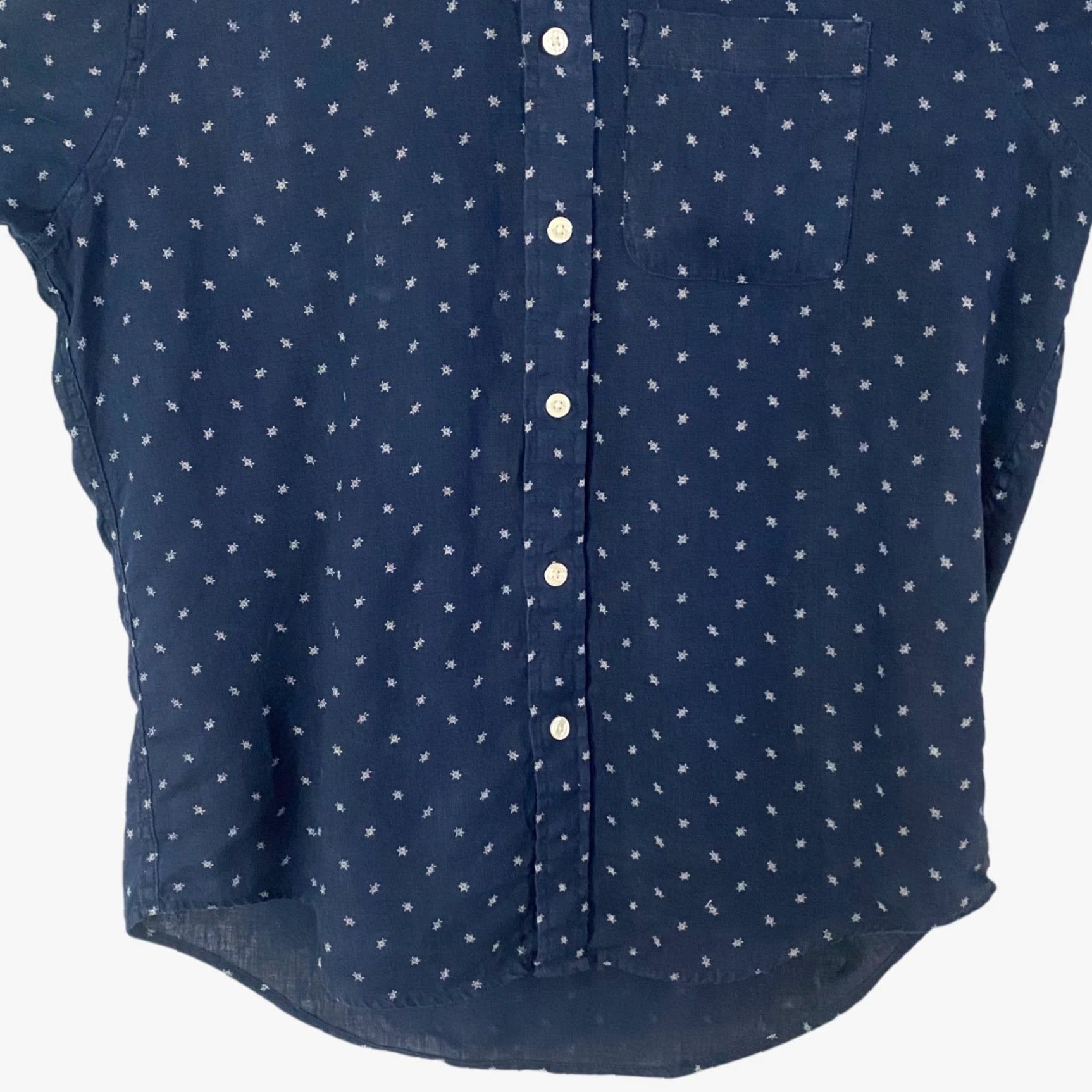 Abercrombie & Fitch Abercrombie & Fitch Button-Down Linen Shirt Navy Blue Casual Long-Sleeve Men L Size US L / EU 52-54 / 3 - 6 Thumbnail