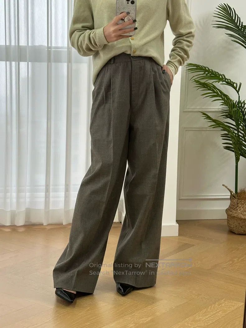 Hermes Hermes Margiela Era Wool Wide Leg Straight Business Pants, Size 25" / US 0 / IT 36 - 1 Thumbnail