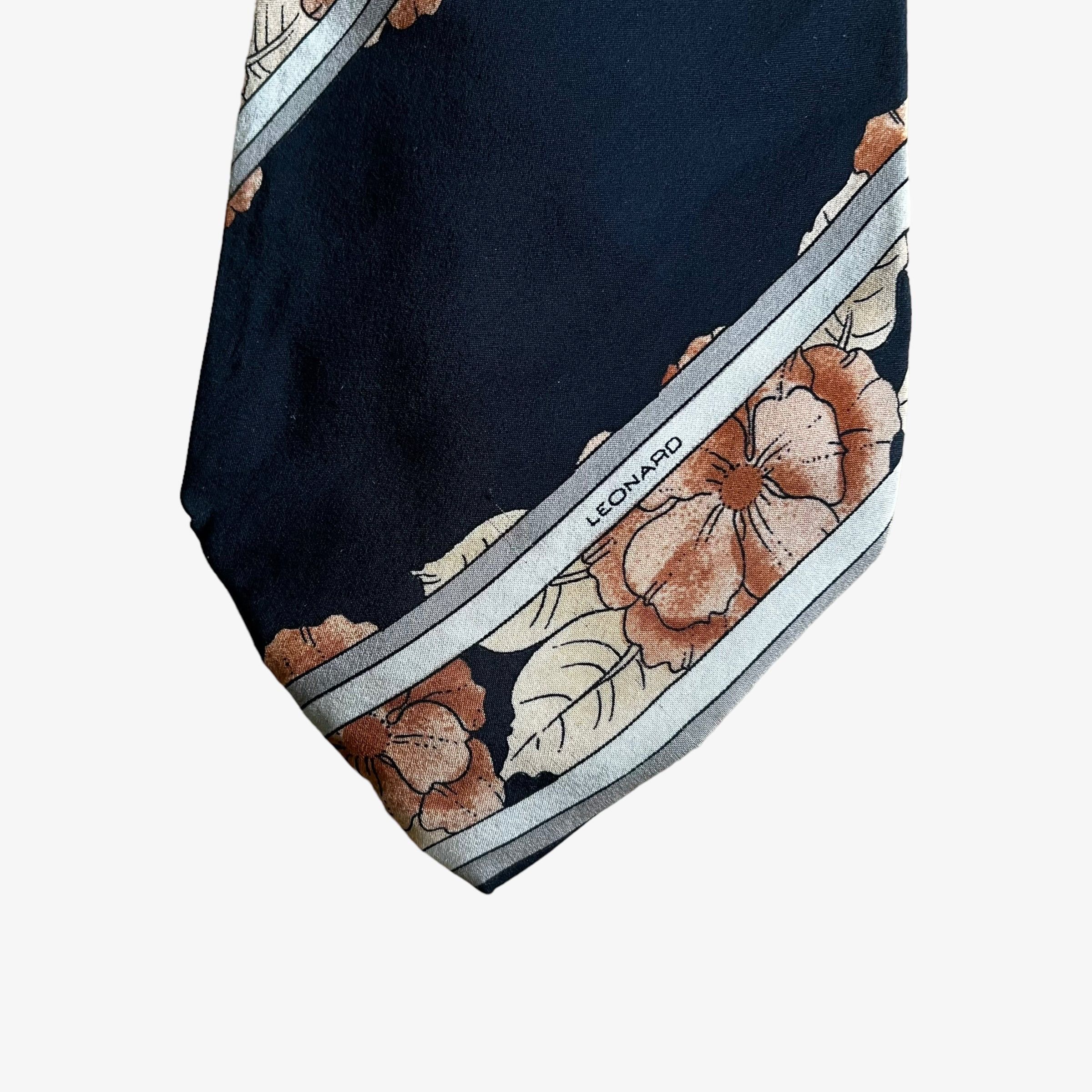 Leonard Paris Vintage 90s Leonard Striped Floral Print Silk Tie Size ONE SIZE - 3 Thumbnail