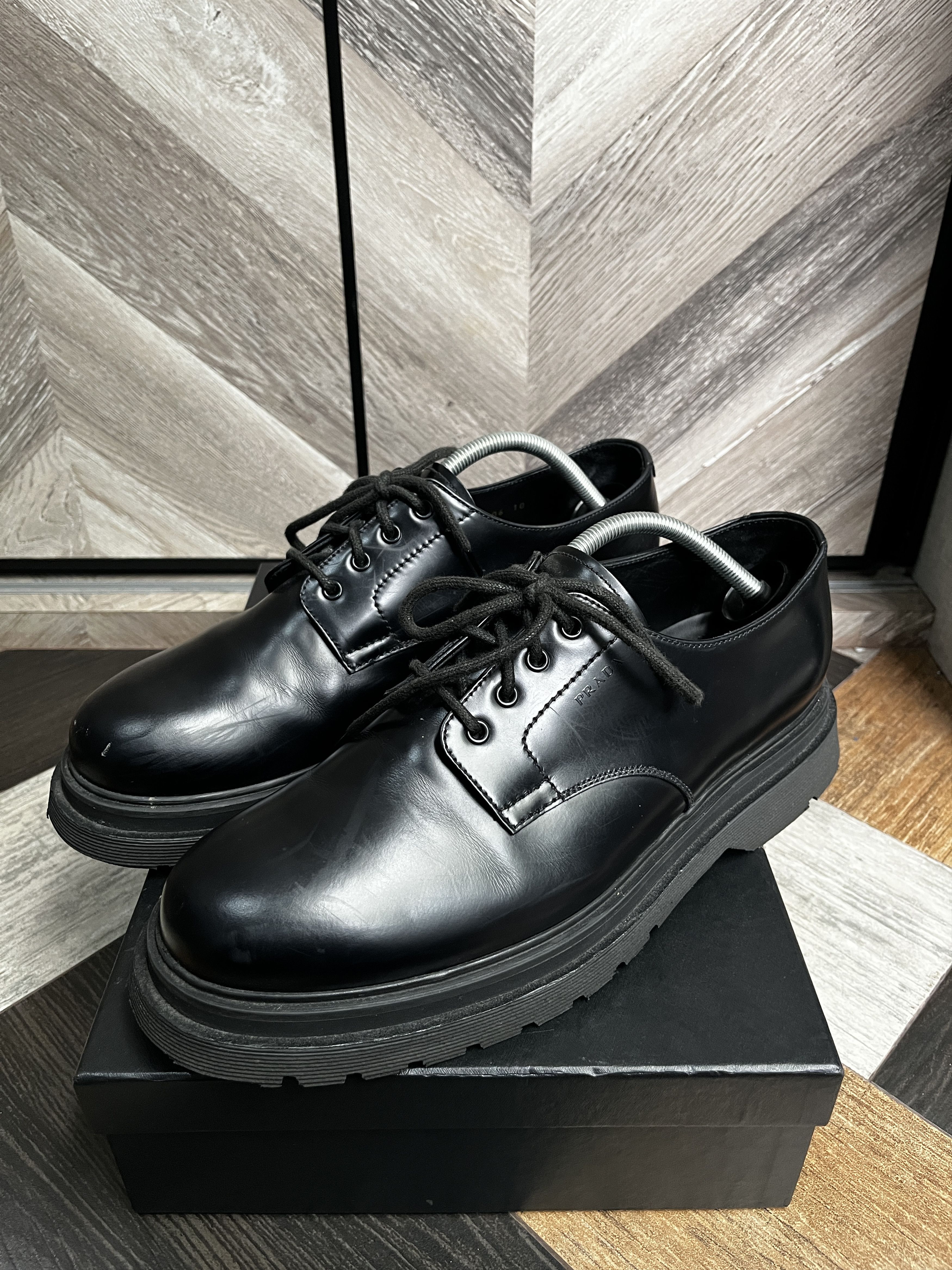 Prada Derby Leather Shoes Size US 10 / EU 43 - 3 Thumbnail