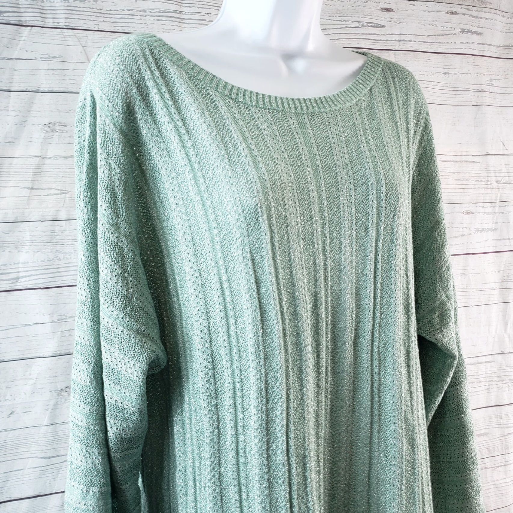 Zadig & Voltaire VINTAGE Zadig & Voltaire Womens Flint Pointelle Knit Sweater Sz Medium Green Silver Size M / US 6-8 / IT 42-44 - 2 Thumbnail