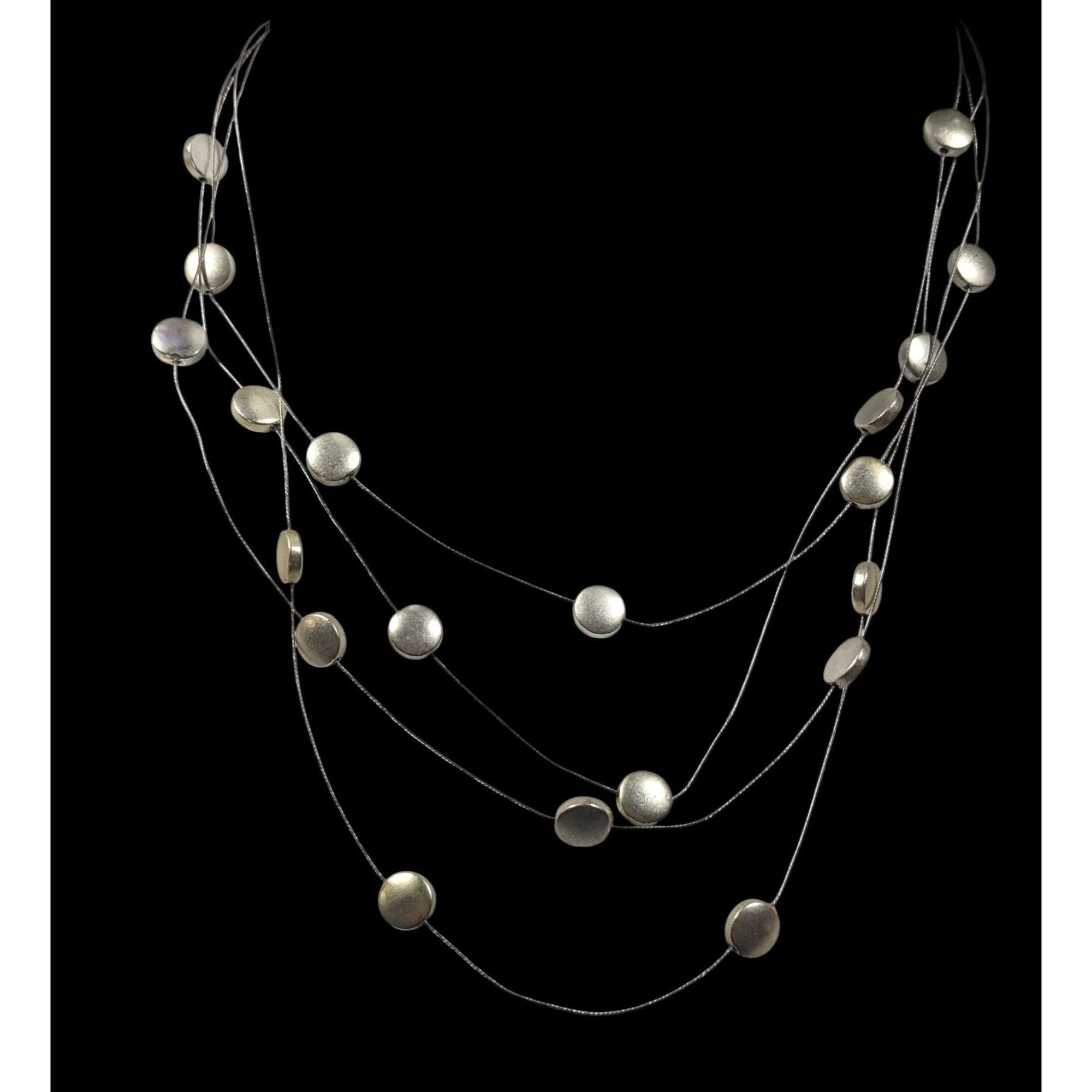Other Metallic Disc Silver Tone Floating Multilayer Necklace Size ONE SIZE - 2 Thumbnail