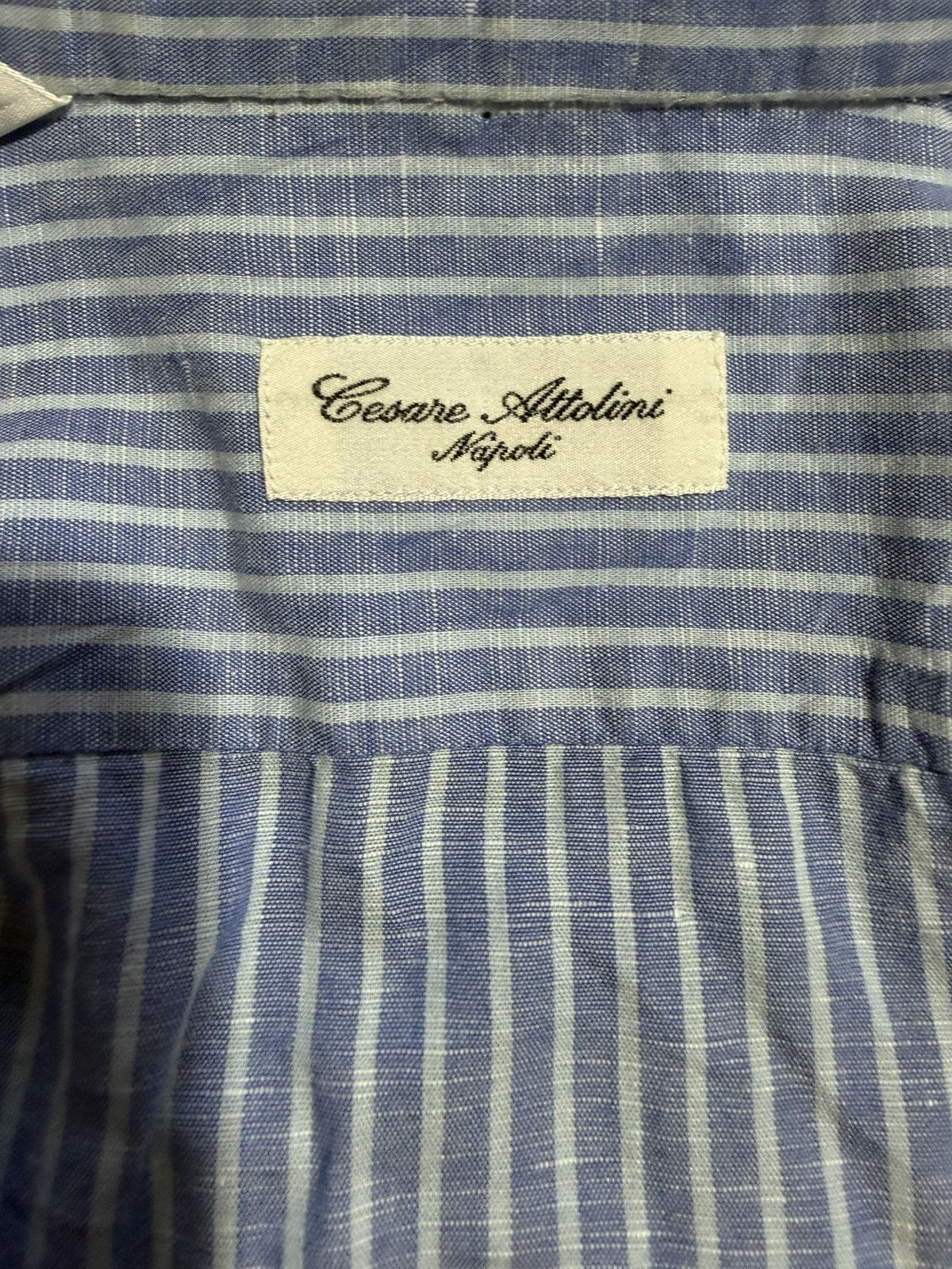 Cesare Attolini Cesare Attolini Blue Stripped linen Shirt Size US L / EU 52-54 / 3 - 5 Thumbnail