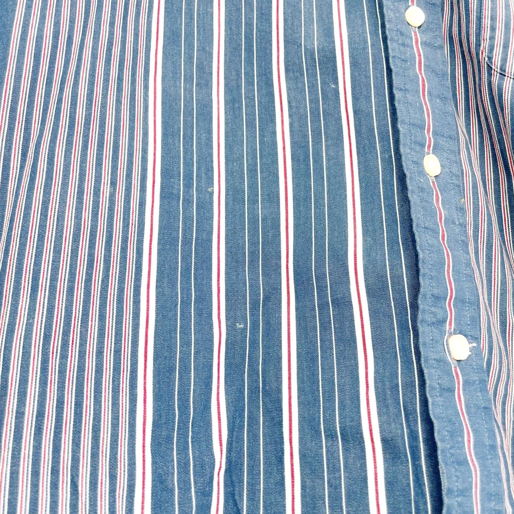 Tommy Hilfiger VINTAGE Tommy Hilfiger Shirt Mens Size M 1990s Red Blue Striped Long Sleeve Button-Front Cotton 100% Grunge Size US M / EU 48-50 / 2 - 2 Thumbnail