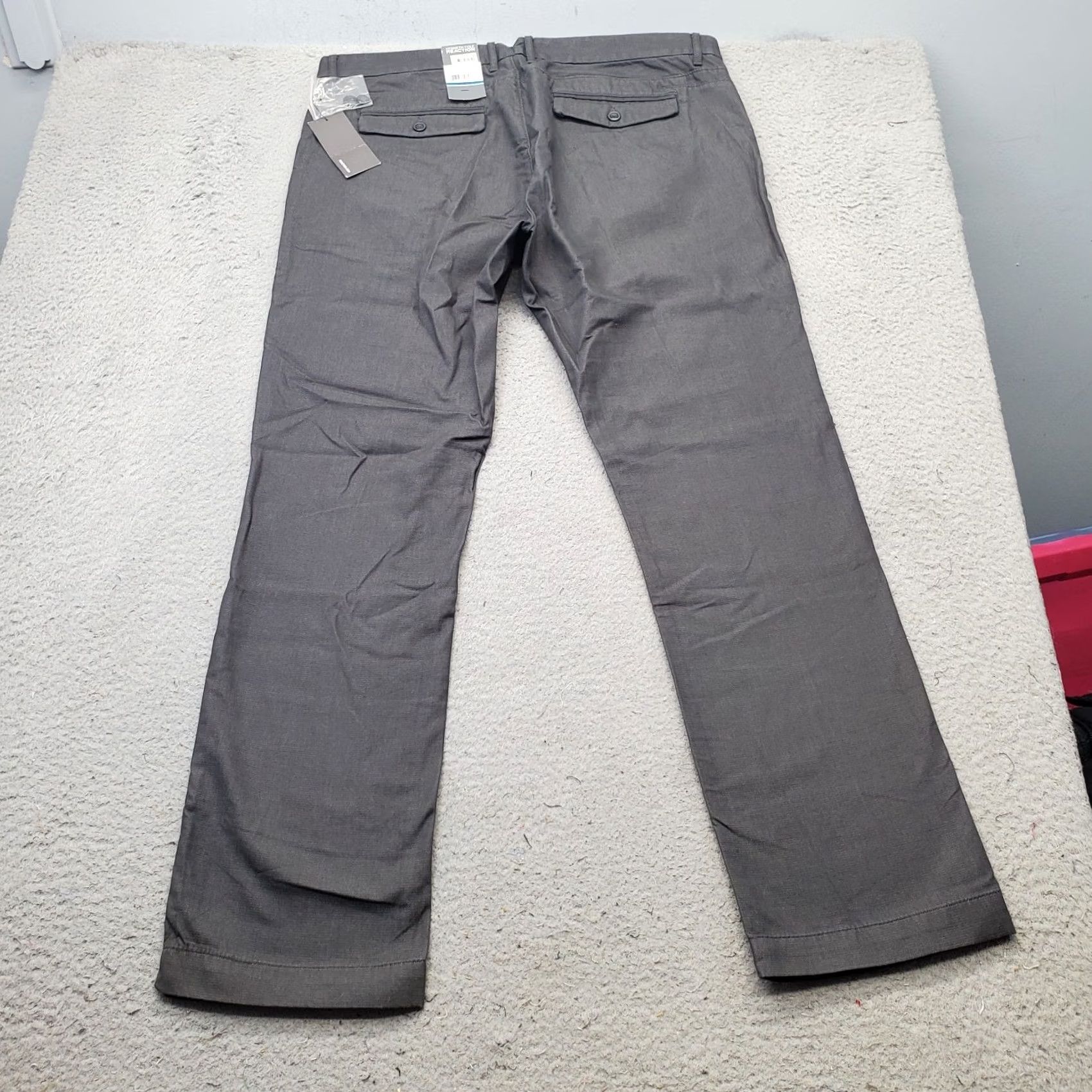 Kenneth Cole Kenneth Cole Reaction Pants Mens 36 Gray 36x32 Flat Front Slim Fit Straight Leg Size US 36 / EU 52 - 2 Thumbnail